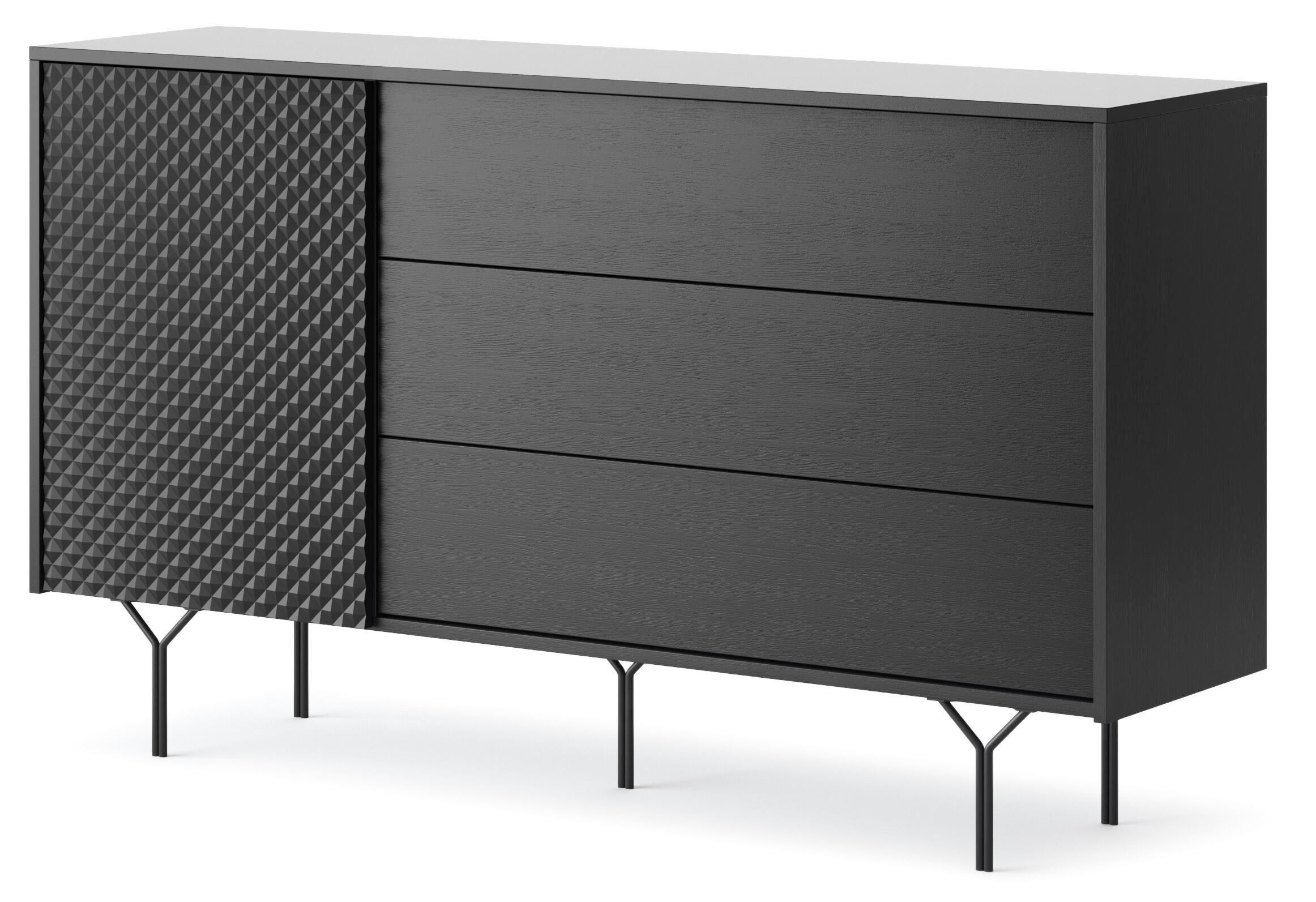 SIDEBOARD SCHWARZ - Schwarz, Holzwerkstoff (144/83/38cm) - FURNLUX