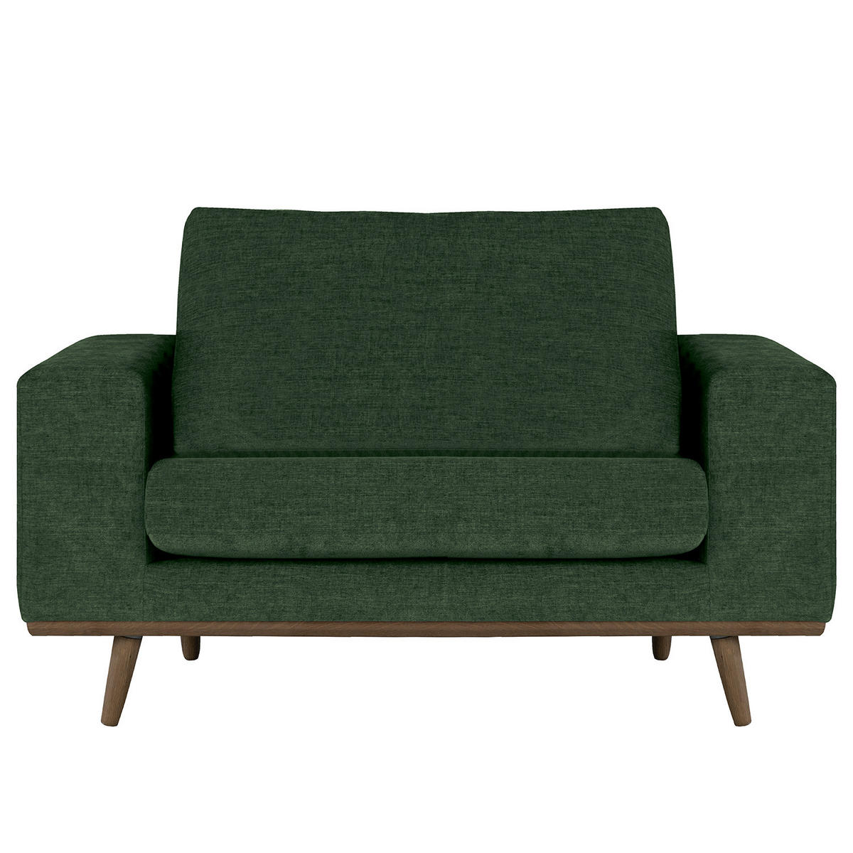 SESSEL - Dunkelgrün/Eichefarben, Textil (122/81/88cm) - home24