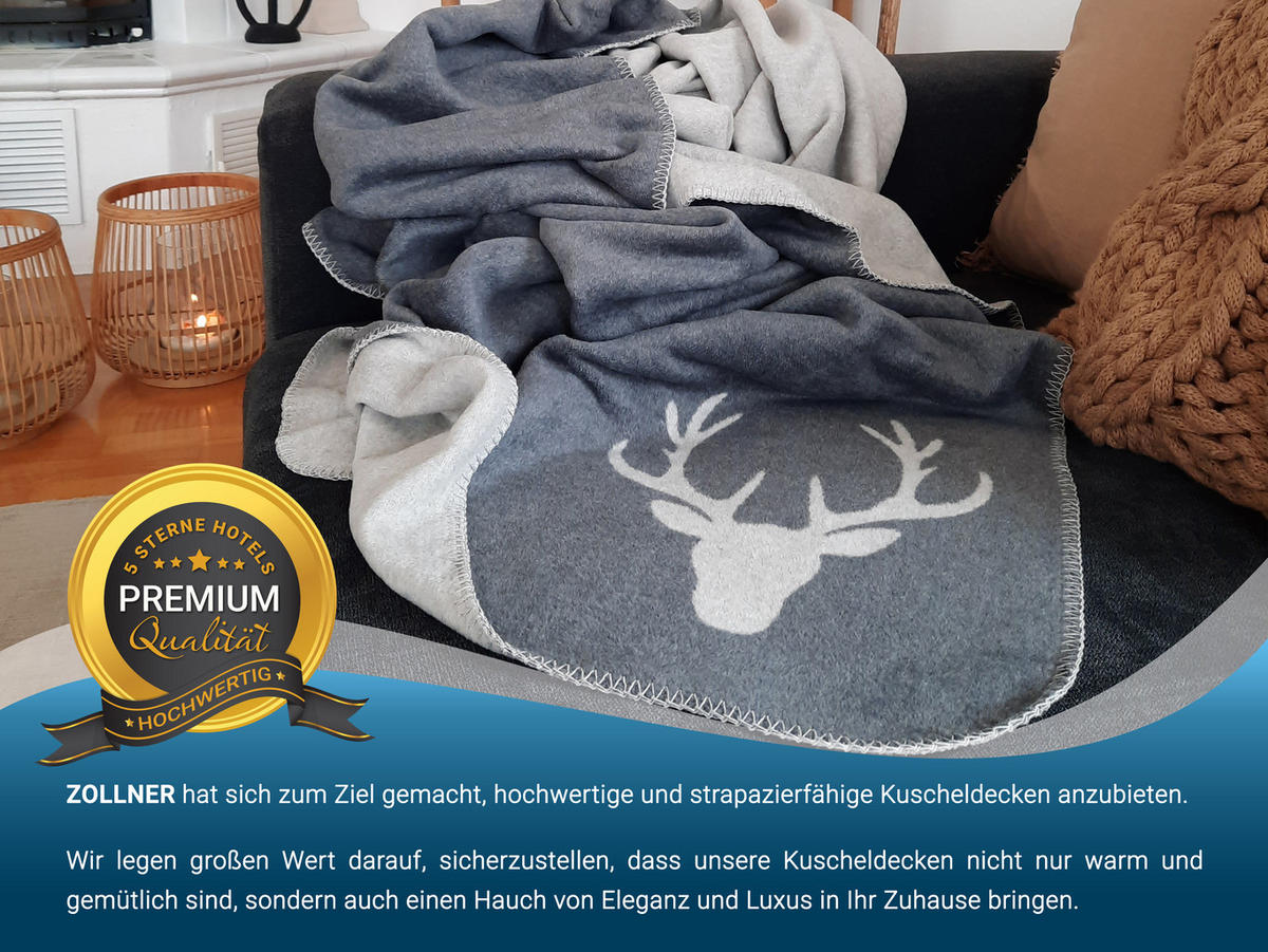 KUSCHELDECKE, 150x200 cm, 60% Baumwolle, 40% Polyacryl, Grau - Grau, Naturmaterialien (150/200cm) - Zollner
