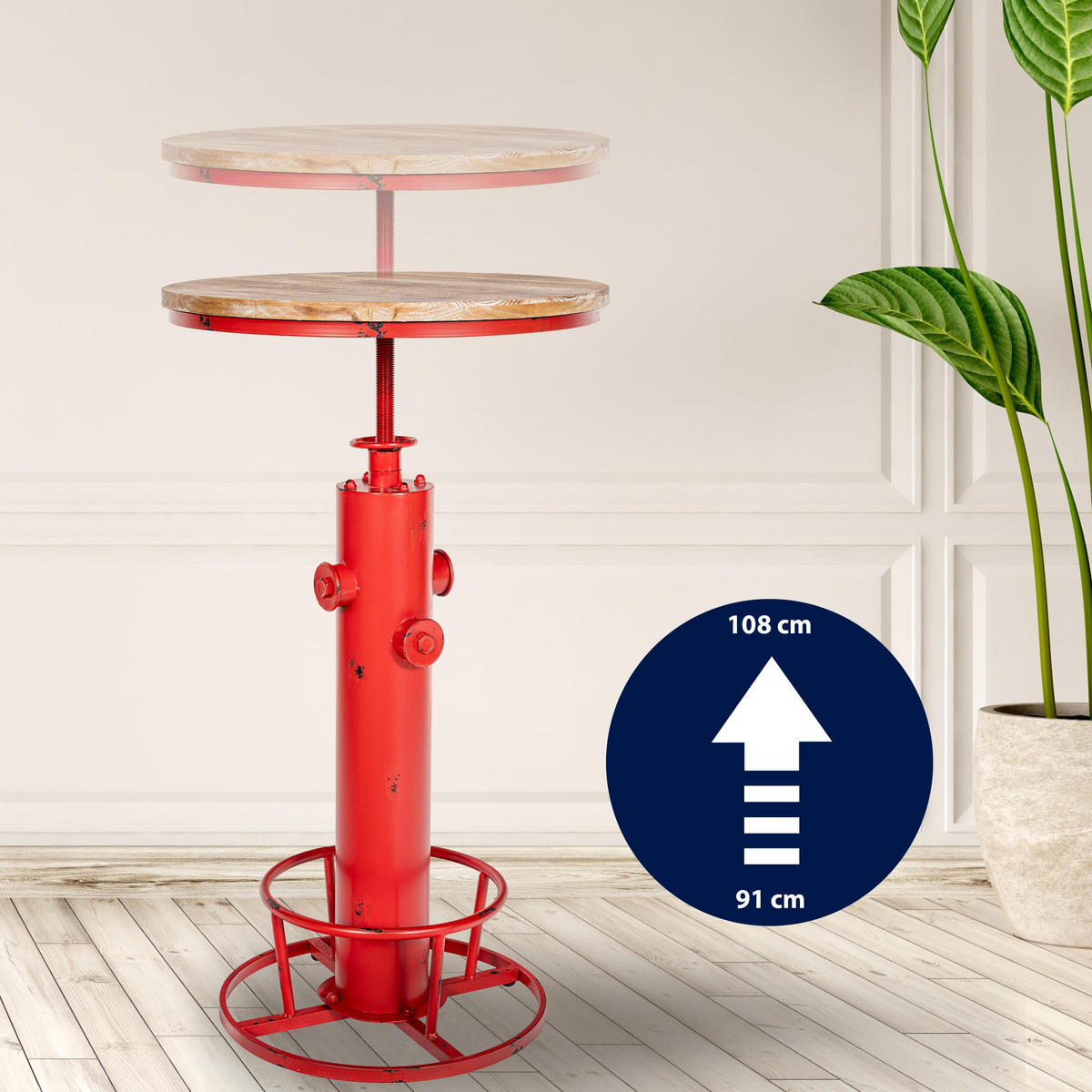 BARTISCH rund 54 cm Metall rot - Rot, Metall (54/91/54cm) - CLP