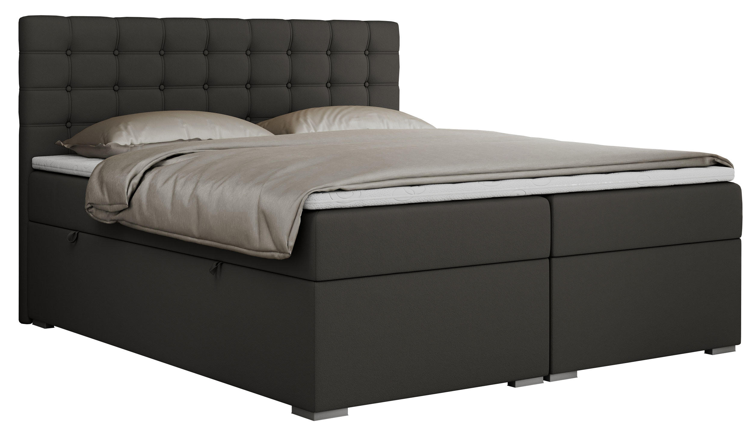 BOXBETT SUSAN 140/200 Dunkelgrau Kunstleder - H3 - Dunkelgrau, Holz/Textil (140/200cm) - MKS