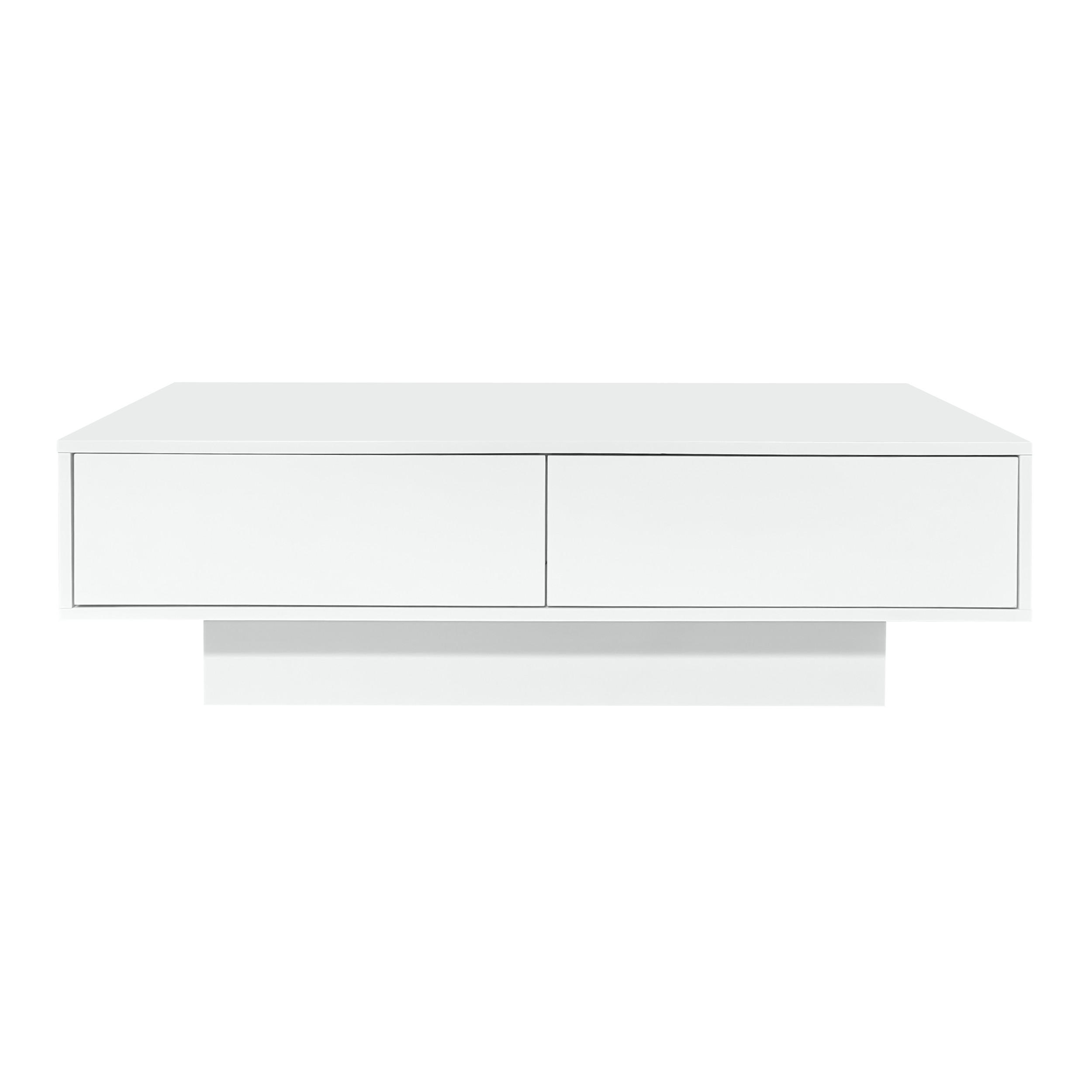 COUCHTISCH Weiß 115/55/34 cm mit LED - Weiß, Holzwerkstoff (55/115/34cm) - PANGIVO