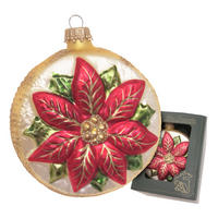 CHRISTBAUMSCHMUCK Weihnachtstern Taler Goldfarbig 9cm (Glas / 1 Stk.) - Goldfarben, Glas (9/9/3cm) - Krebs Glas Lauscha