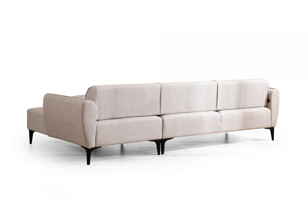 ECKSOFA mit verstellbarer Rückenlehne - Beige/Schwarz, Holz/Kunststoff (140/270cm) - myHomelando
