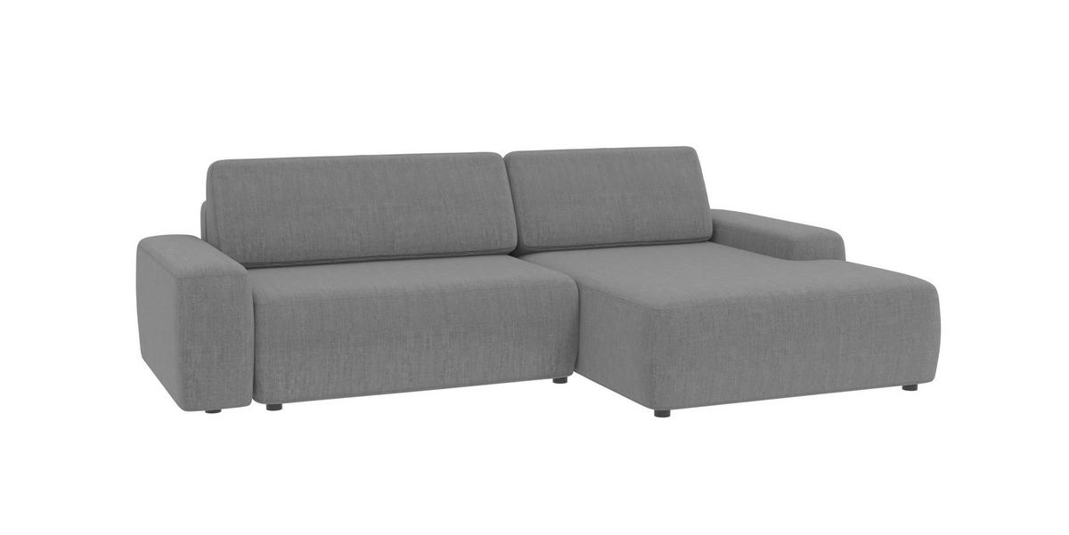 ECKSOFA Lopez Hellgrau Samt-Stoff - Hellgrau/Schwarz, Holz/Kunststoff (264/162cm) - S-Style Möbel