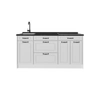 KÜCHENBLOCK R-Line, Weiß Landhaus/Weiß, 160 cm ohne Arbeitsplatte - Weiß, Holzwerkstoff (160/81.6/46cm) - Vicco