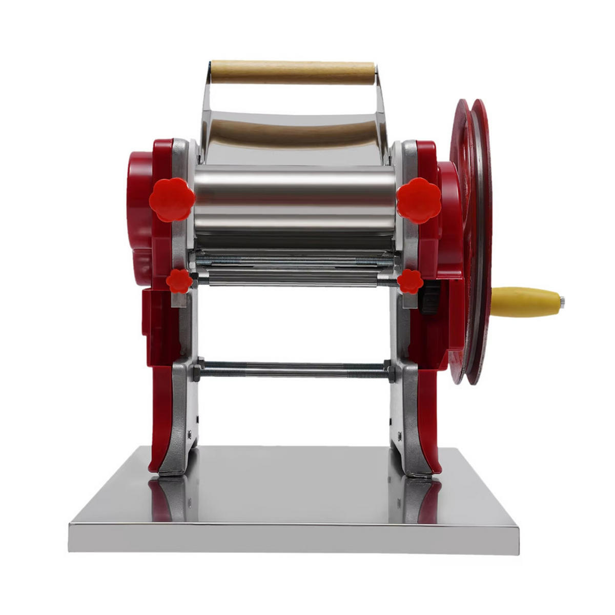 NUDELMASCHINE Edelstahl 0,5–5 mm Pasta Teigtaschen - Rot, Metall (28/26/38cm) - Bextcok