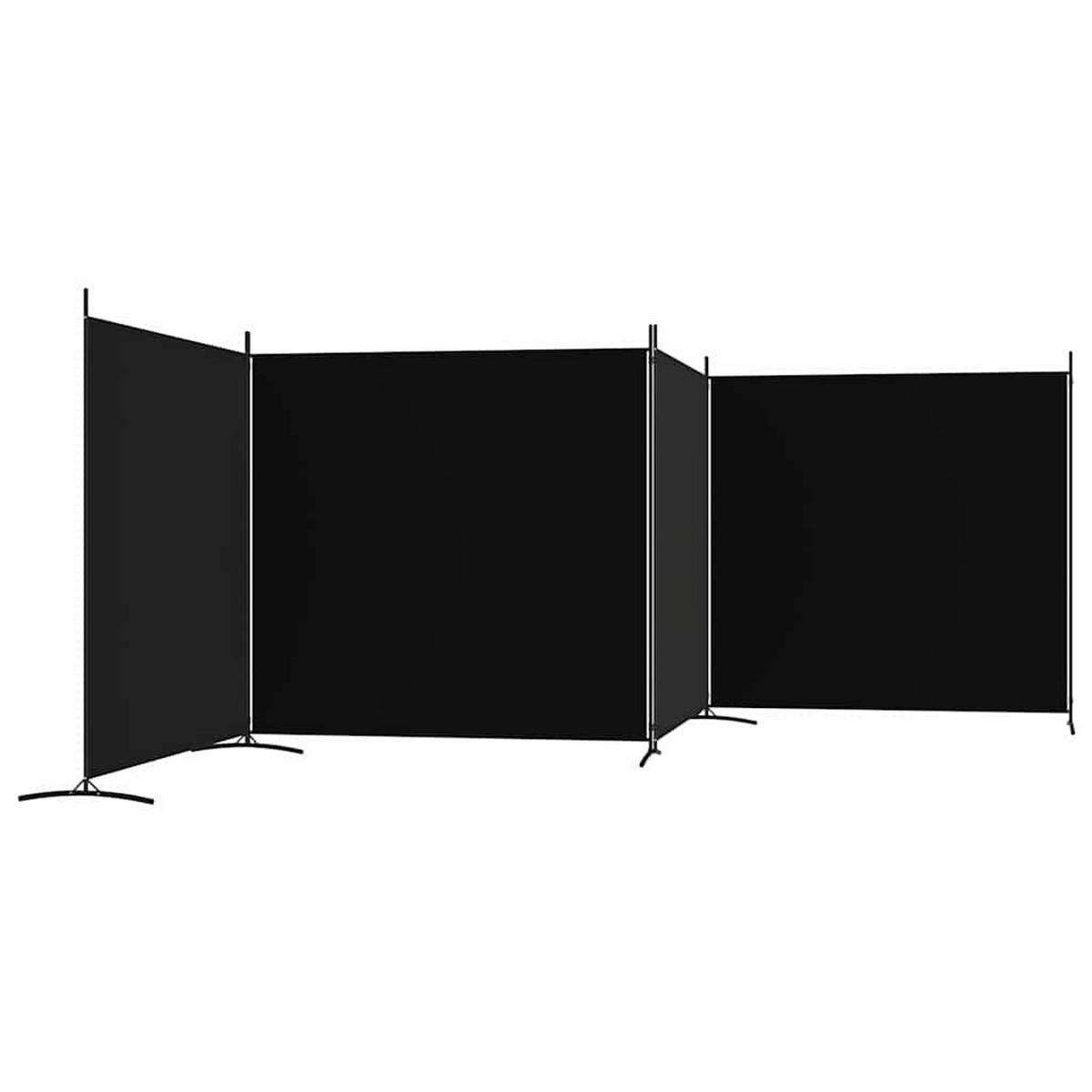 PARAVENT 4-teilig Schwarz 698/180 Cm Stoff - Schwarz, Textil (698/180/0.1cm) - vidaXL