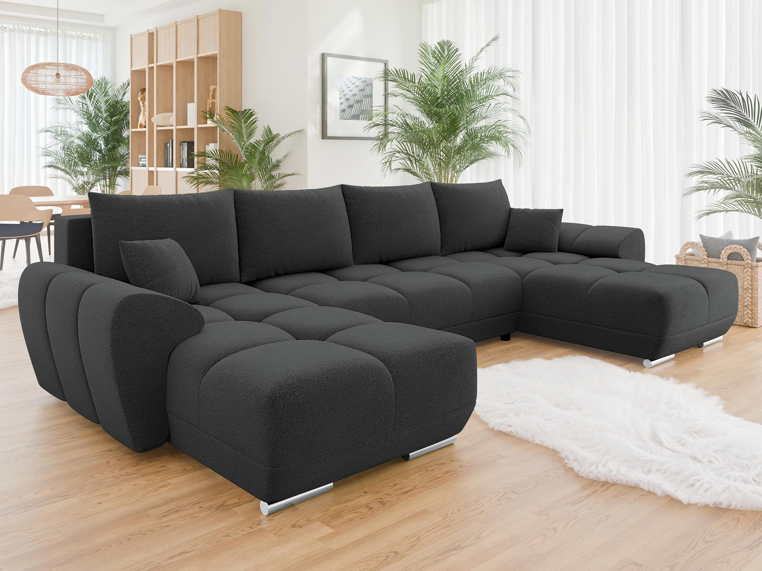 WOHNLANDSCHAFT Logo U - Anthrazit, Holz/Kunststoff (362/85/183cm) - MIRJAN24