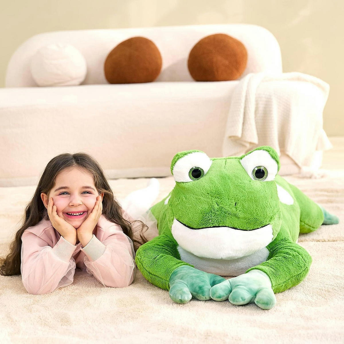 STOFFTIER Frosch 78 cm - Grün, Textil (34/78cm)