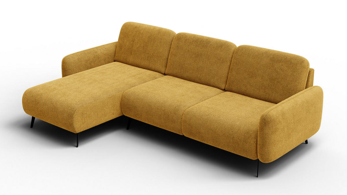 ECKSOFA FEBE 4-Sitzer links, dunkelgelb - Gelb/Schwarz, Holz/Textil (264/157cm) - Courtois Laville