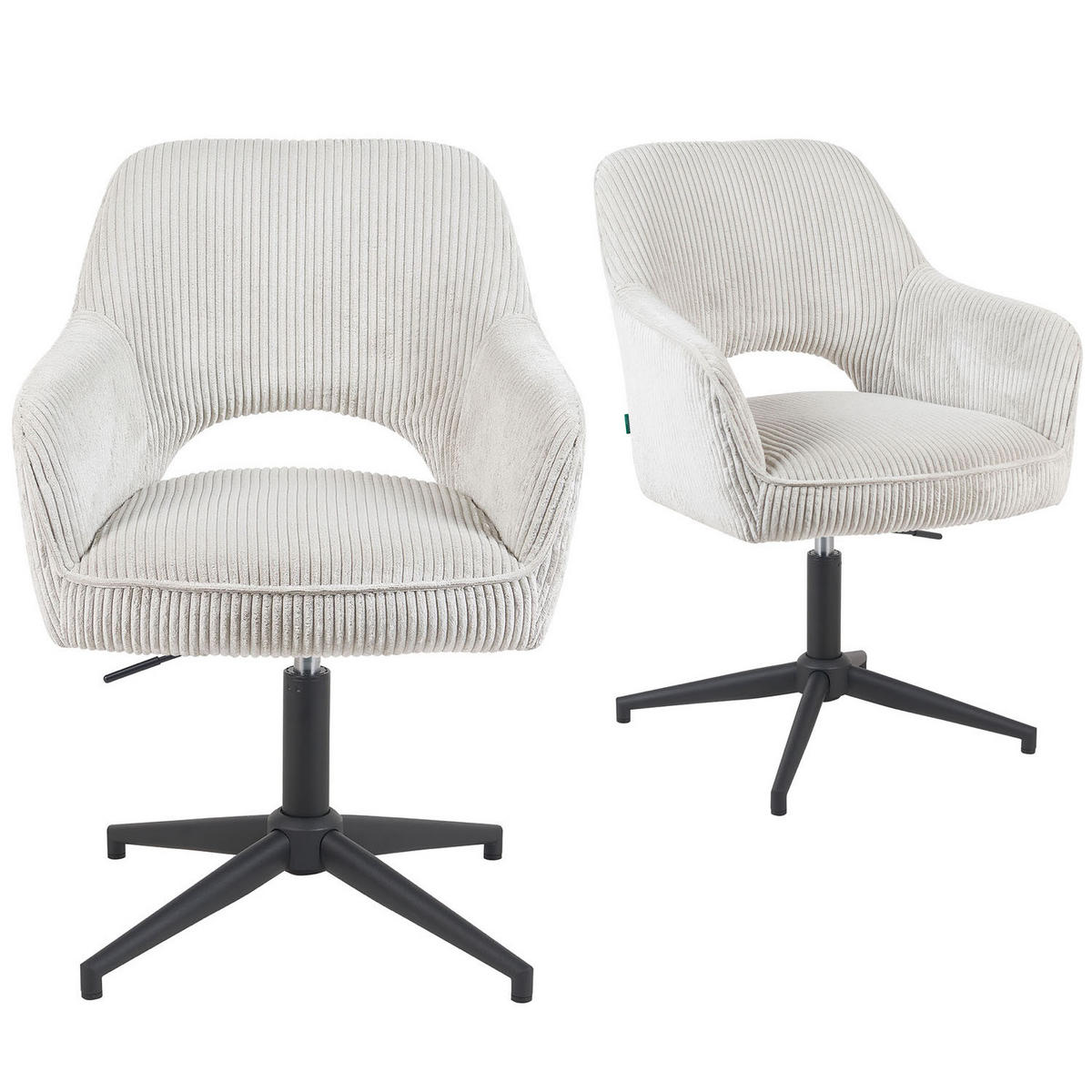 BÜROSTUHL Mika-Bryn - Hellgrau/Schwarz, Textil/Metall (60/84/65cm) - DUBI Möbel