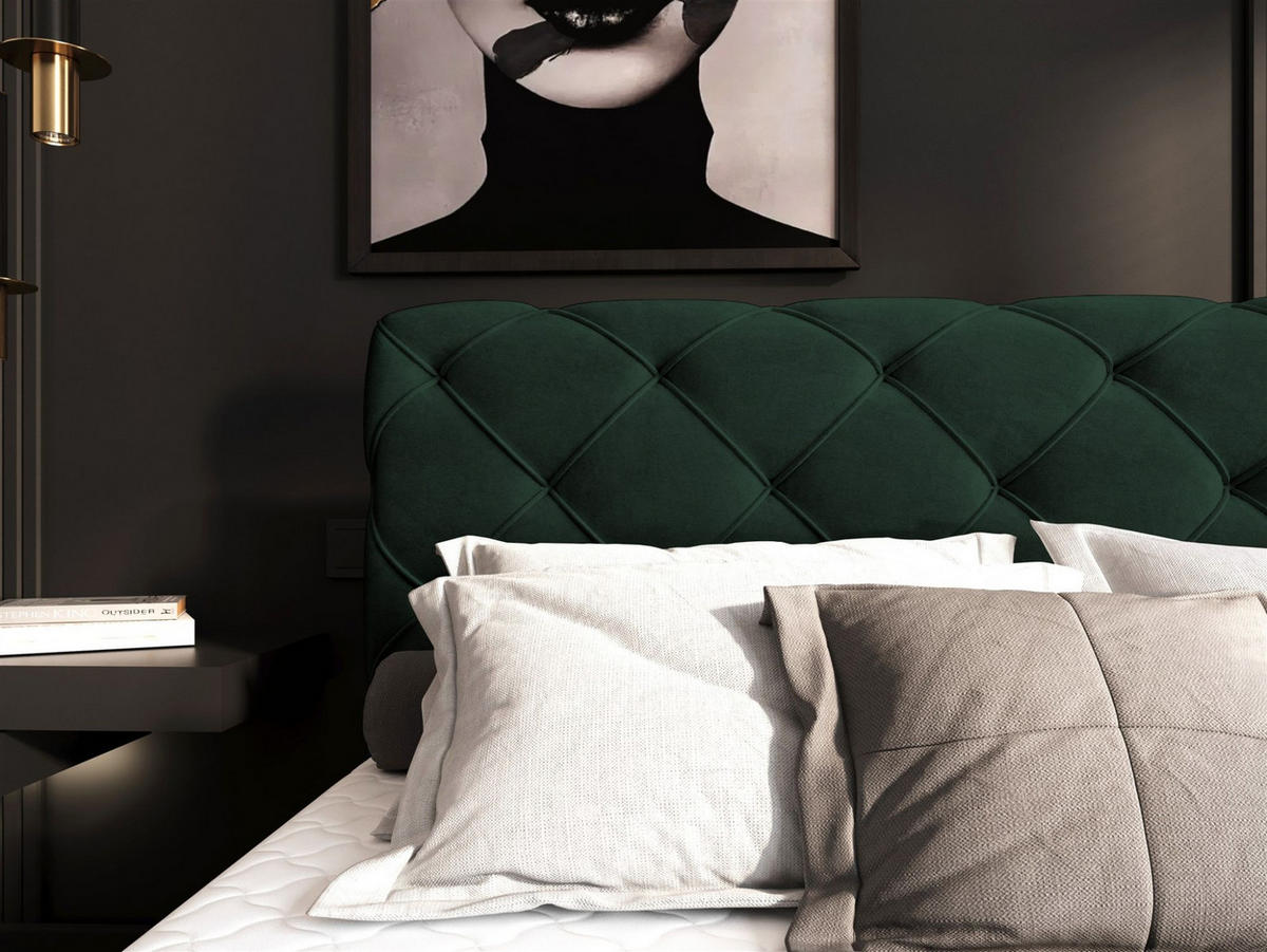 BOXBETT Gisel - Grün, Holzwerkstoff/Textil (180/200cm) - Fun Möbel