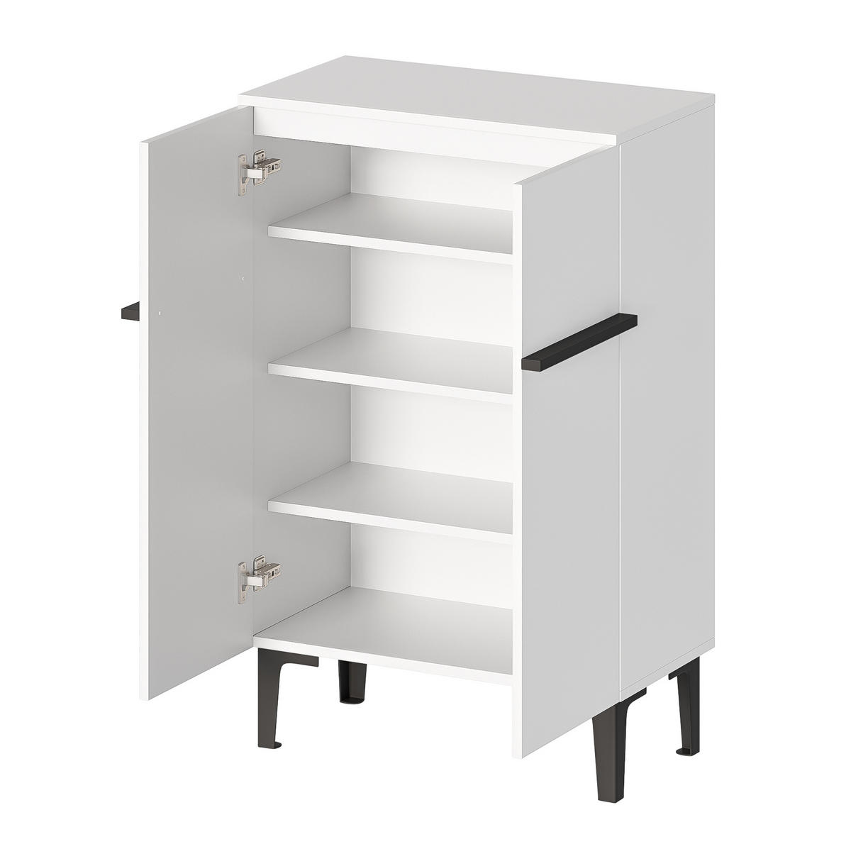 SCHUHSCHRANK 60/95/34,5 cm Weiß/Schwarz aus Holzwerkstoff mit verstellbaren Einlegeböden - Weiß, Holzwerkstoff (60/95/34.5cm) - OKMYHOME