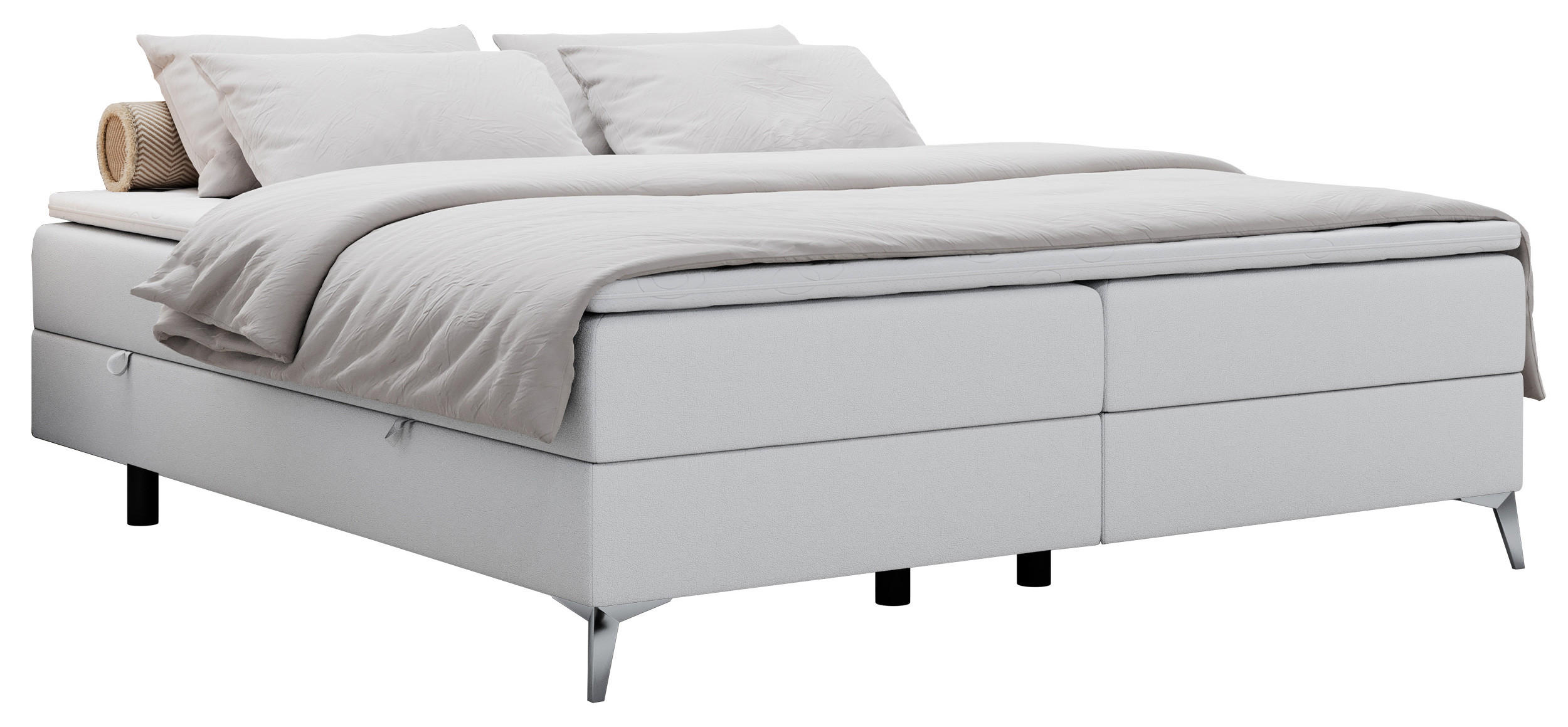 BOXBETT LESS 120/200 Weiß Kunstleder - H4 - Weiß, Holz/Textil (120/200cm) - MKS