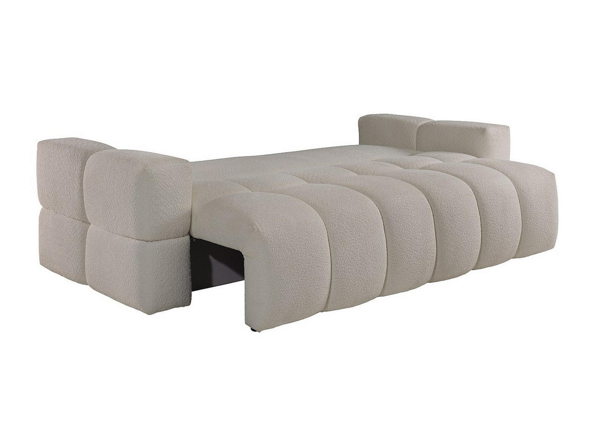 SOFA 3-Sitzer mit Schlaffunktion - Bouclé - Stoff - Cremefarben - ISSORO II - Beige, Textil (252/107/107cm) - Vente-Unique