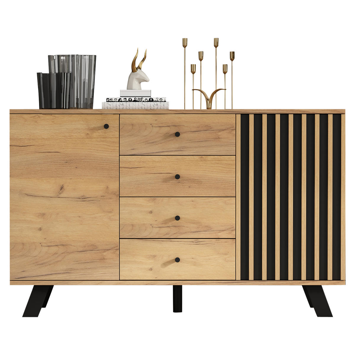 WOHNWAND DE-40363 2-teilig Holzfarbe - Naturfarben, Holzwerkstoff (150/44/38cm) - ComfortXL