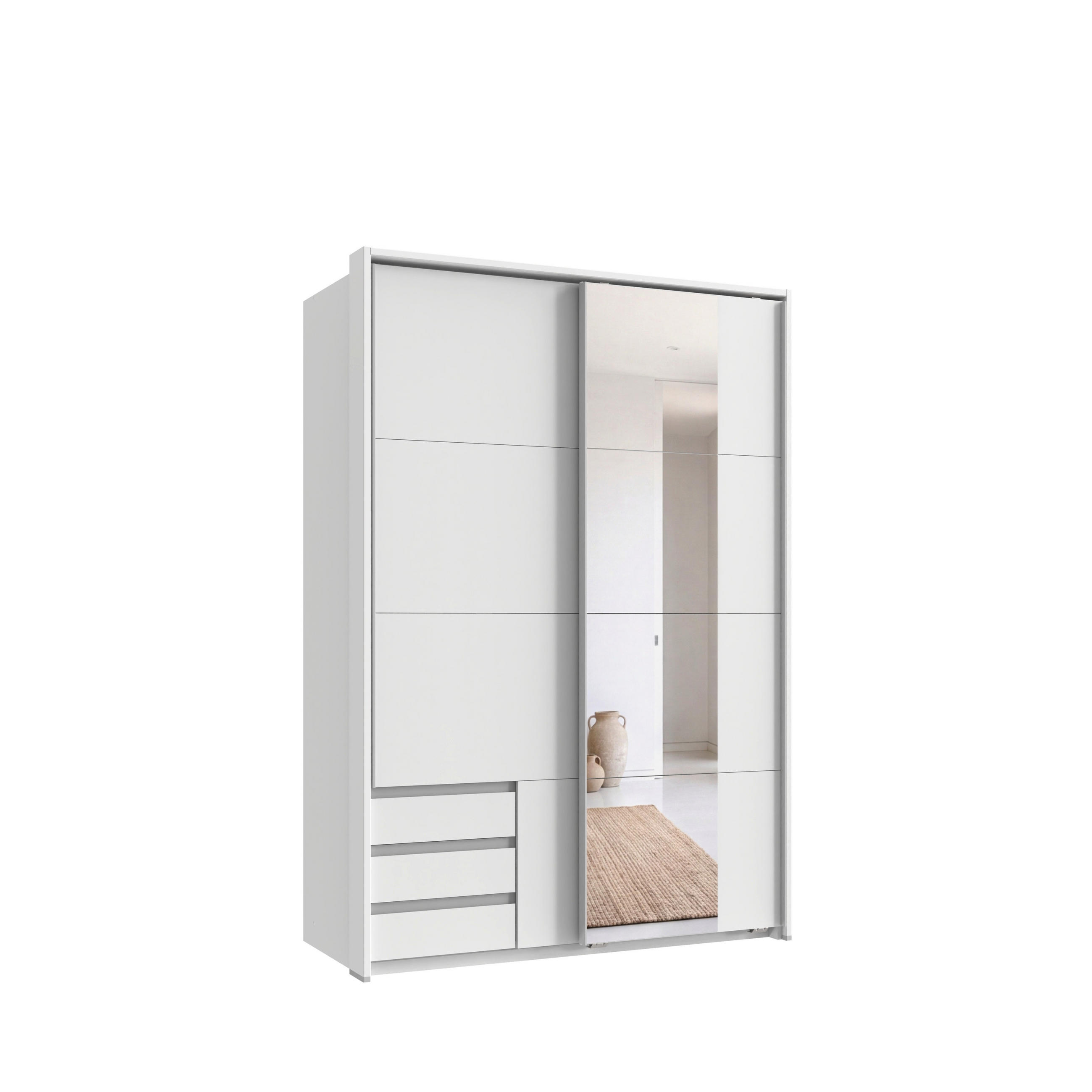 luma-home Schwebetürenschrank Weiß 138x200x65 cm