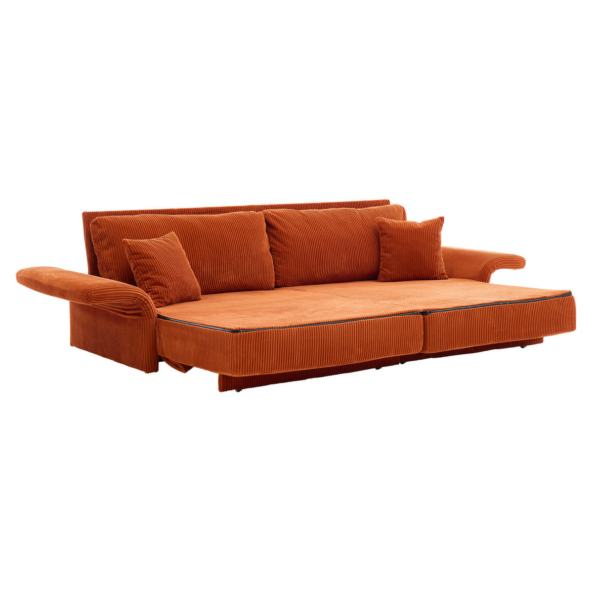 SOFA mit Schlaffunktion 182 cm Orange Cord - Orange, Metall (182/84/88cm) - Meubliv
