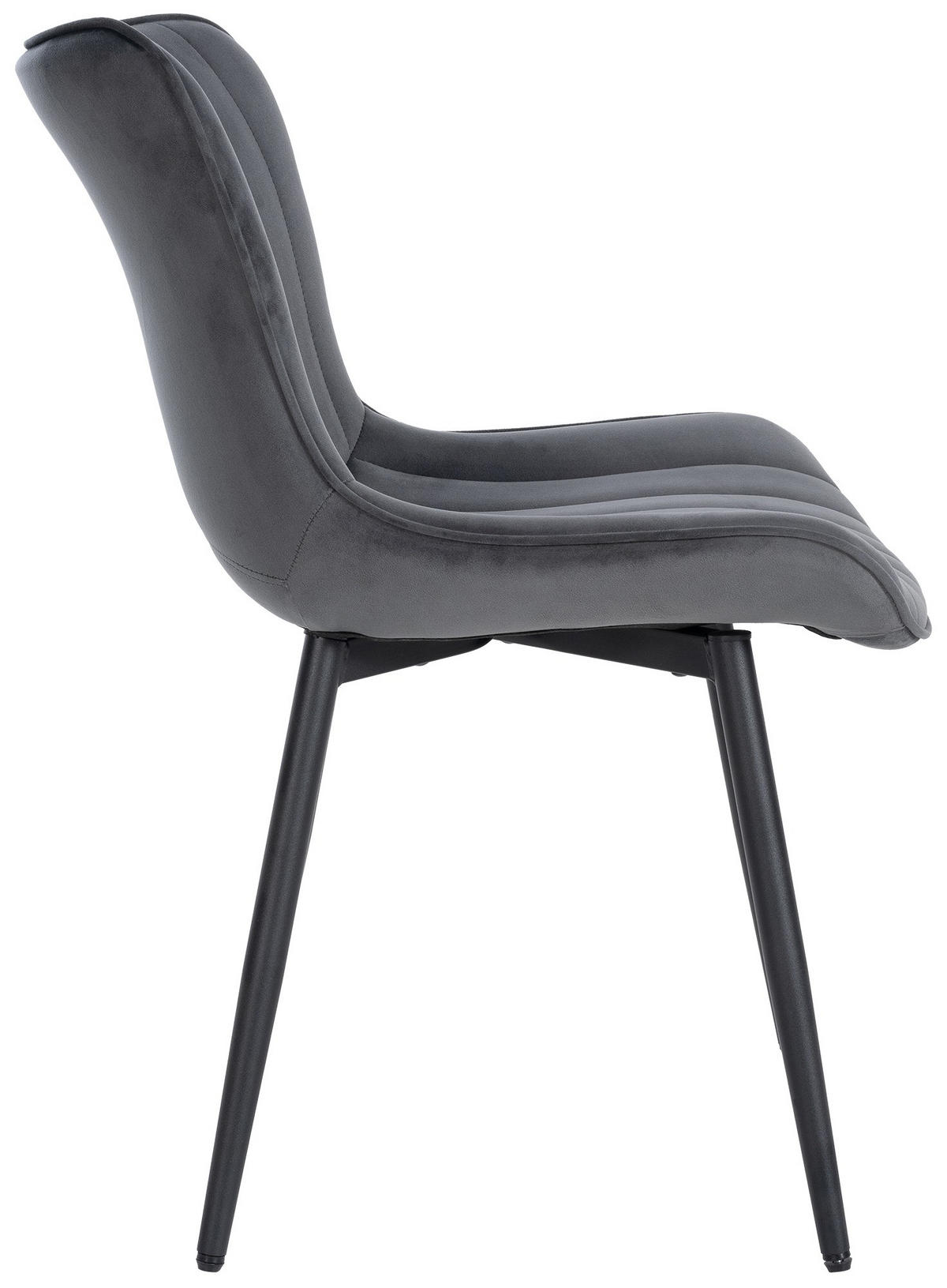 STUHL Samt dunkelgrau - Dunkelgrau/Schwarz, Textil/Metall (50/81/61cm) - CLP