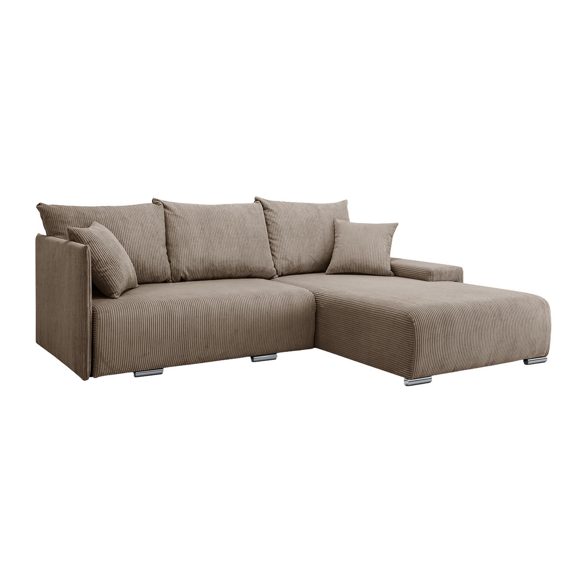 ECKSOFA TRAWANGA L mit Schlaffunktion, Beige - Beige, Textil (246/188cm) - Fedve