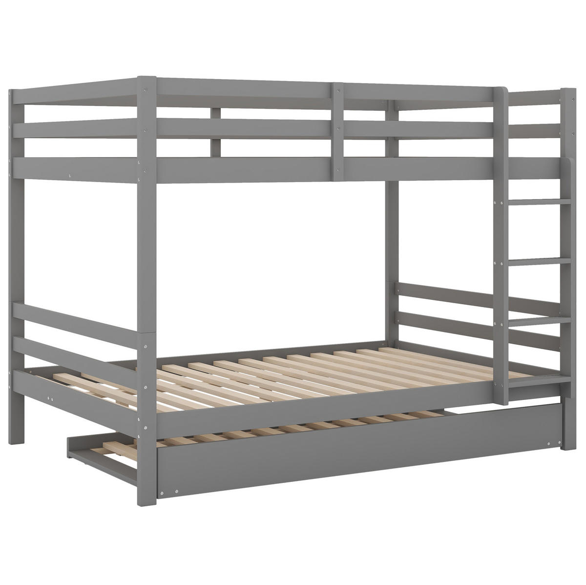 ETAGENBETT 140/200 cm in Grau mit Ausziehbett und Treppe - Grau, Holz (140/200cm) - OKMYHOME