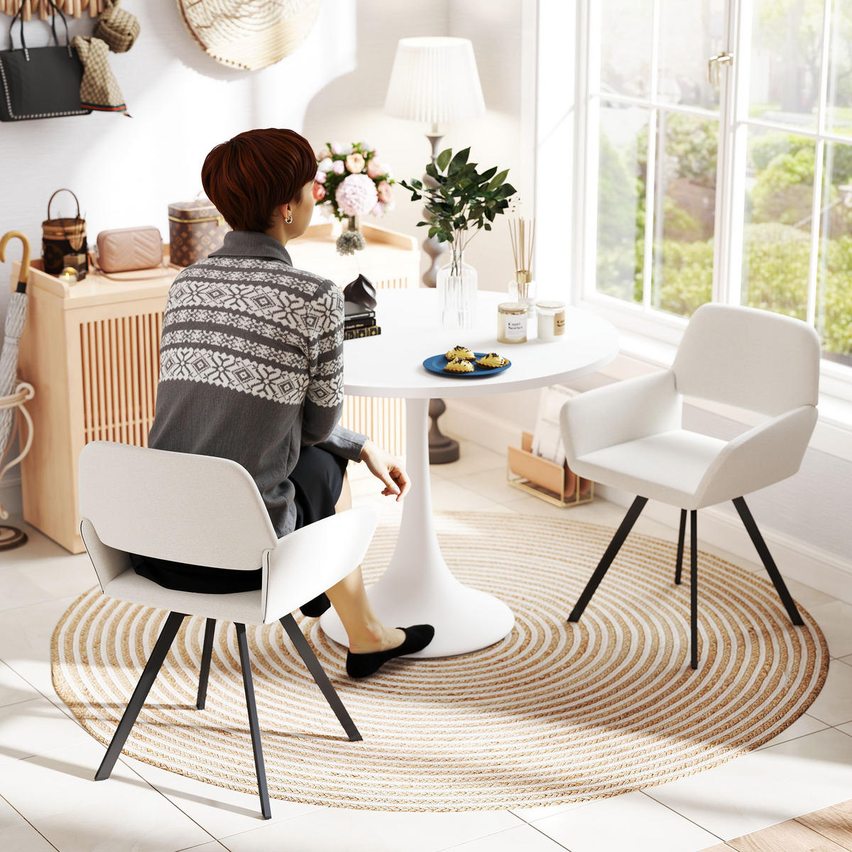 WEISSER Esstisch im modernen Stil - Weiß, Metall (80/80/72.5cm) - Meubles Cosy
