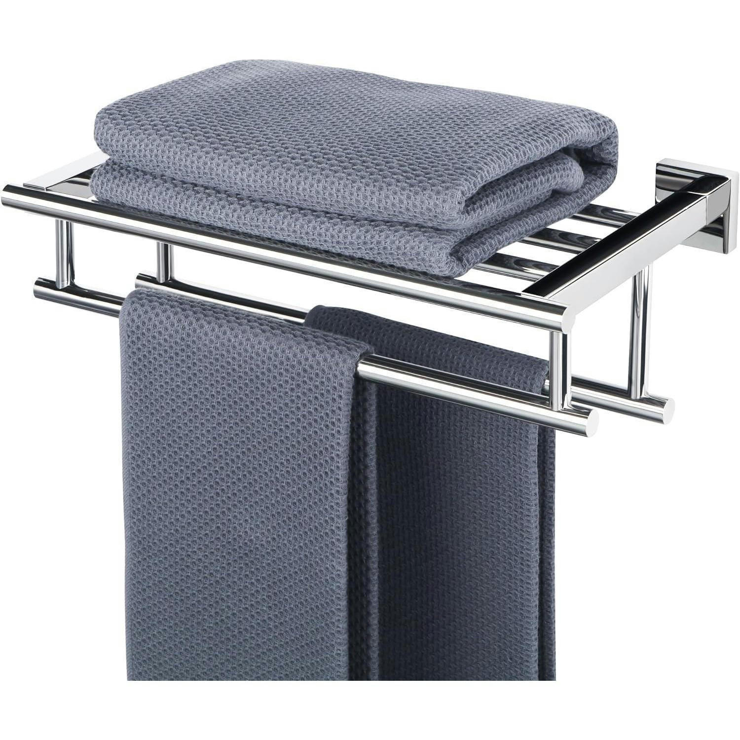HANDTUCHHALTER mit Ablage 40 cm Edelstahl poliert - Grau, Metall (20/13/40cm)
