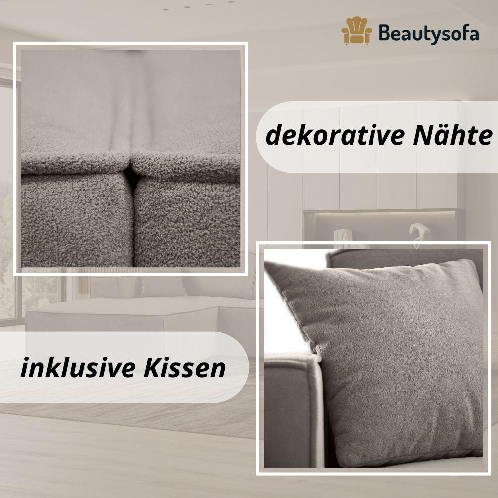ECKSOFA ohne Schlaffunktion Pedro L cappuccino links - Schwarz/Cappuccino, Kunststoff/Textil (267/170cm) - Beautysofa