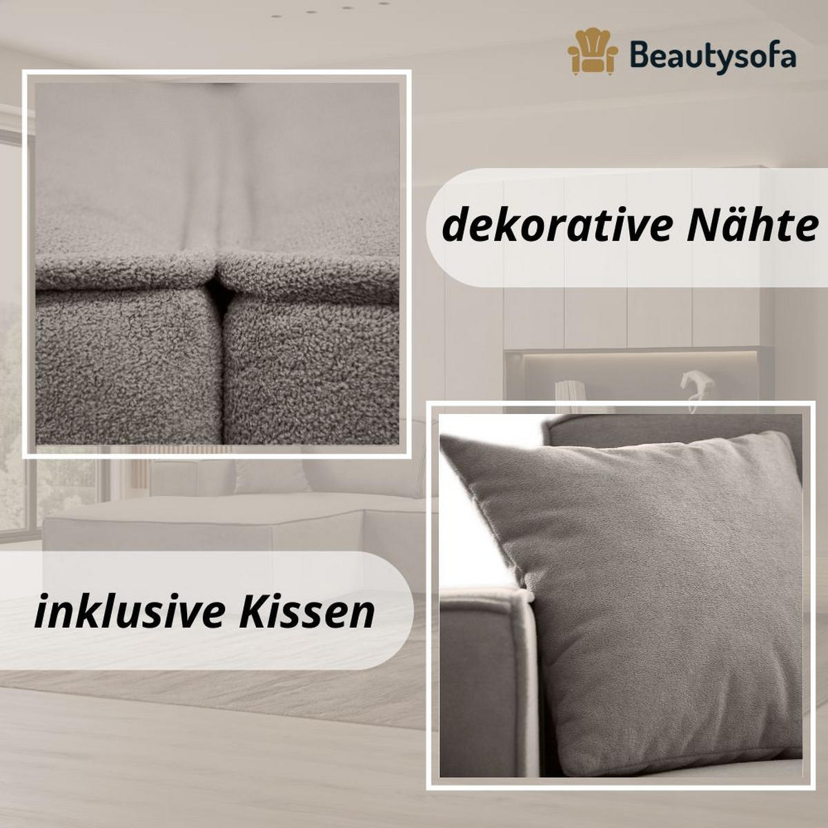 ECKSOFA ohne Schlaffunktion Pedro L cappuccino links - Schwarz/Cappuccino, Kunststoff/Textil (267/170cm) - Beautysofa