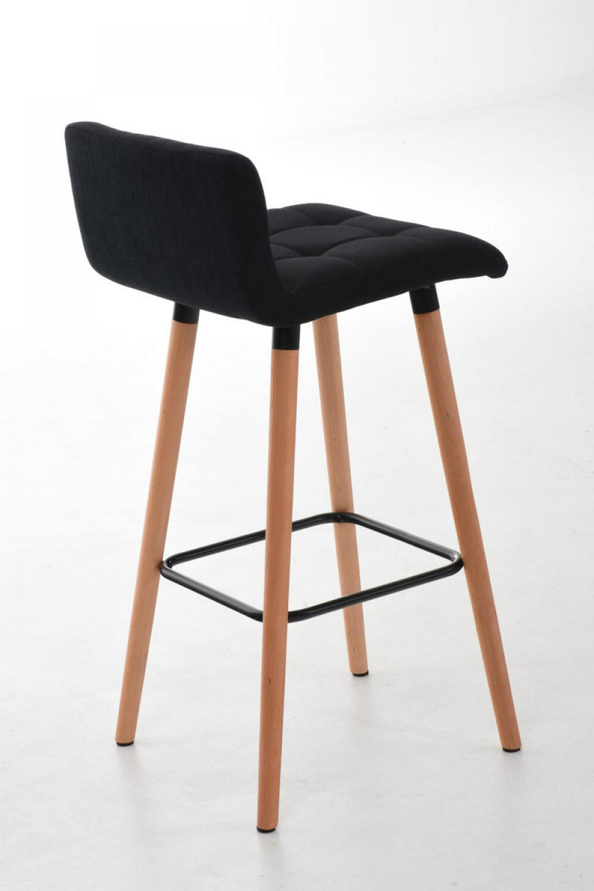 BARHOCKER 2er Set Stoff schwarz - Eukalyptusholzfarben/Schwarz, Holz/Textil (42/94/49cm) - CLP