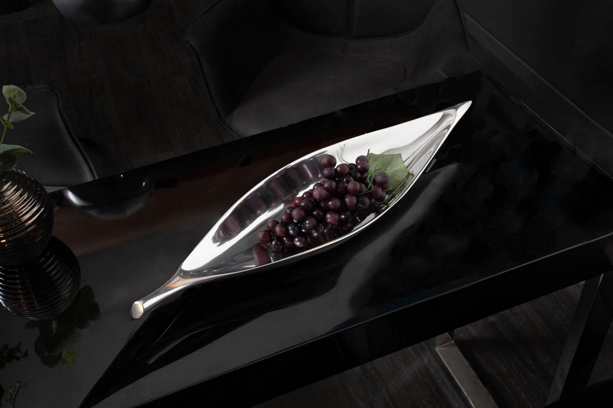 DEKOSCHALE SILVER LEAF Metall Silber 40 cm - Silberfarben, Metall (4cm) - riess-ambiente