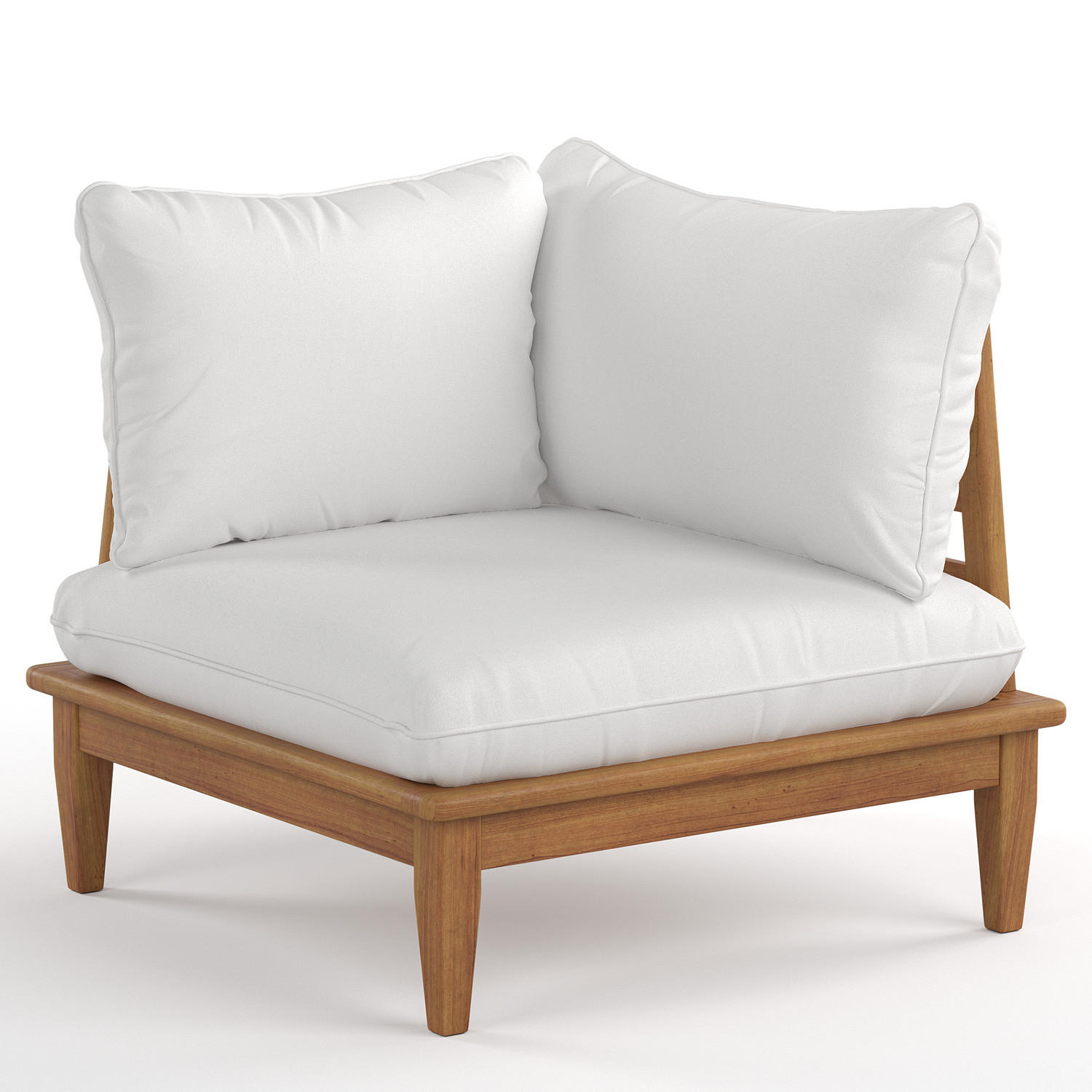 MODUL-LOUNGE-ECKELEMENT - Akazie massiv / Webstoff - Akazie Braun / Creme - Creme/Akaziefarben, Holz/Textil (80/80/80cm) - home24