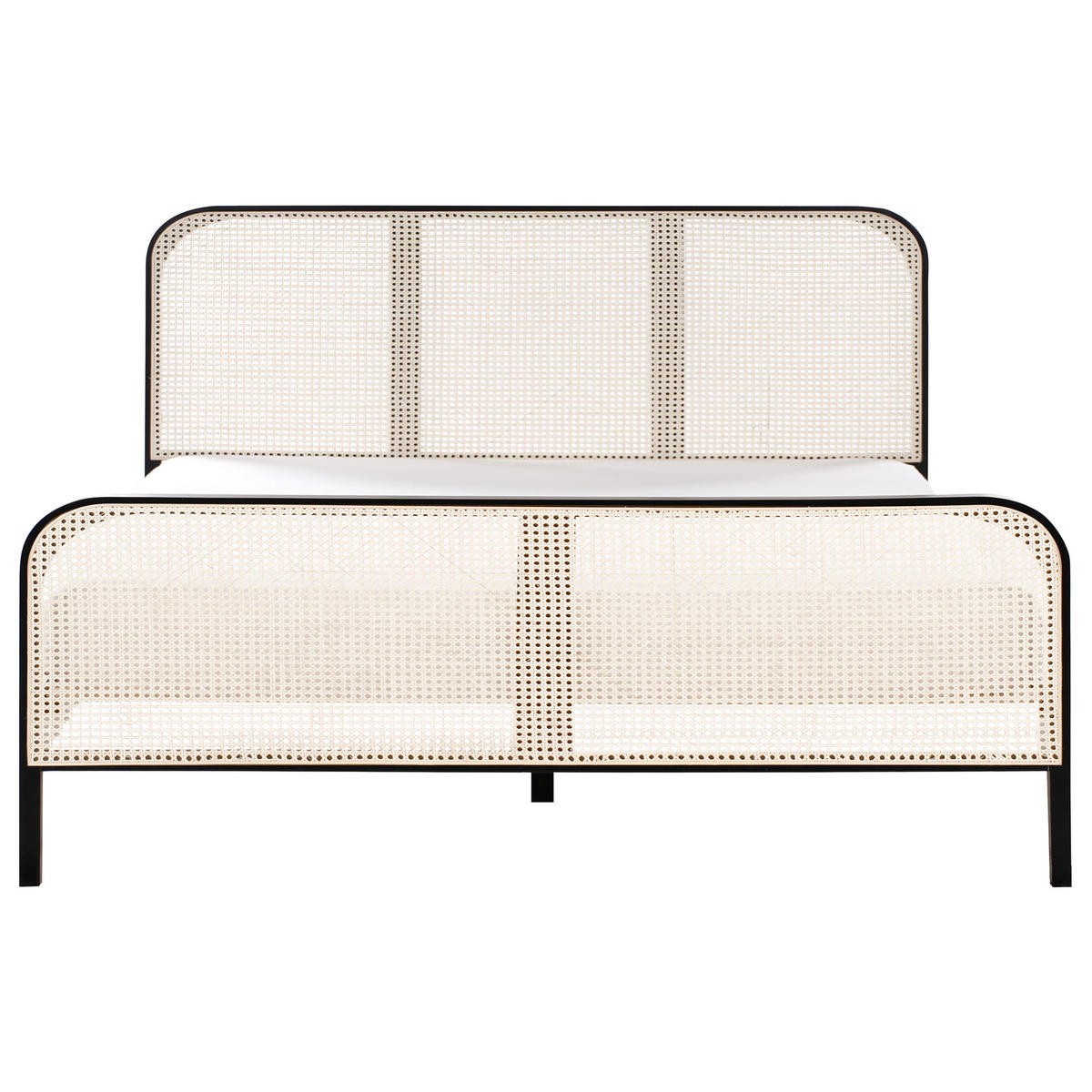 BETT mit Lattenrost 180/200 cm Hellbraun Gonfaron - Hellbraun/Schwarz, Holz (180/200cm) - Beliani