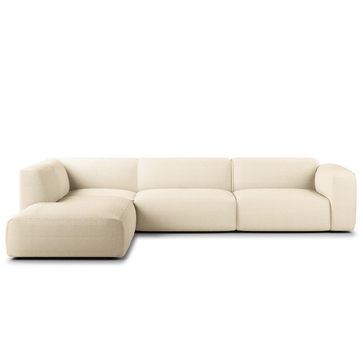 3-SITZER ECKSOFA mit Recamiere - Beige/Schwarz, Kunststoff/Textil (295/231cm) - home24