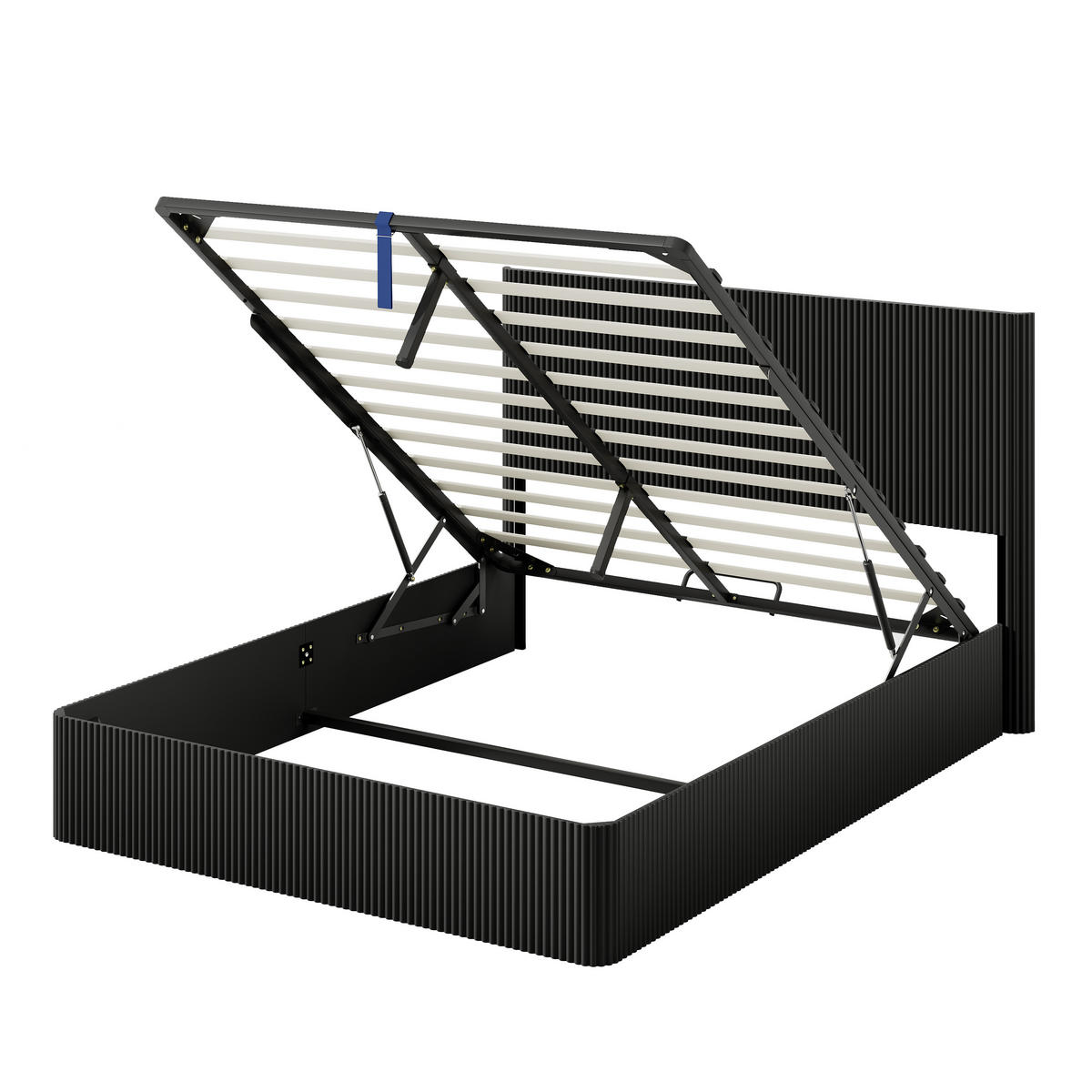 POLSTERBETT 160x200 cm Stauraum hydraulisch schwarz - Schwarz, Holzwerkstoff (160/200cm) - LEBENLANG