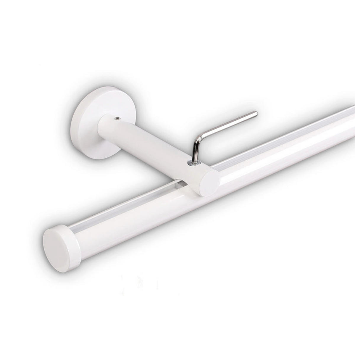 GARDINENSTANGE Innenlauf 1-lauf Kappe - Weiß, Metall (90cm) - Deco-Raum