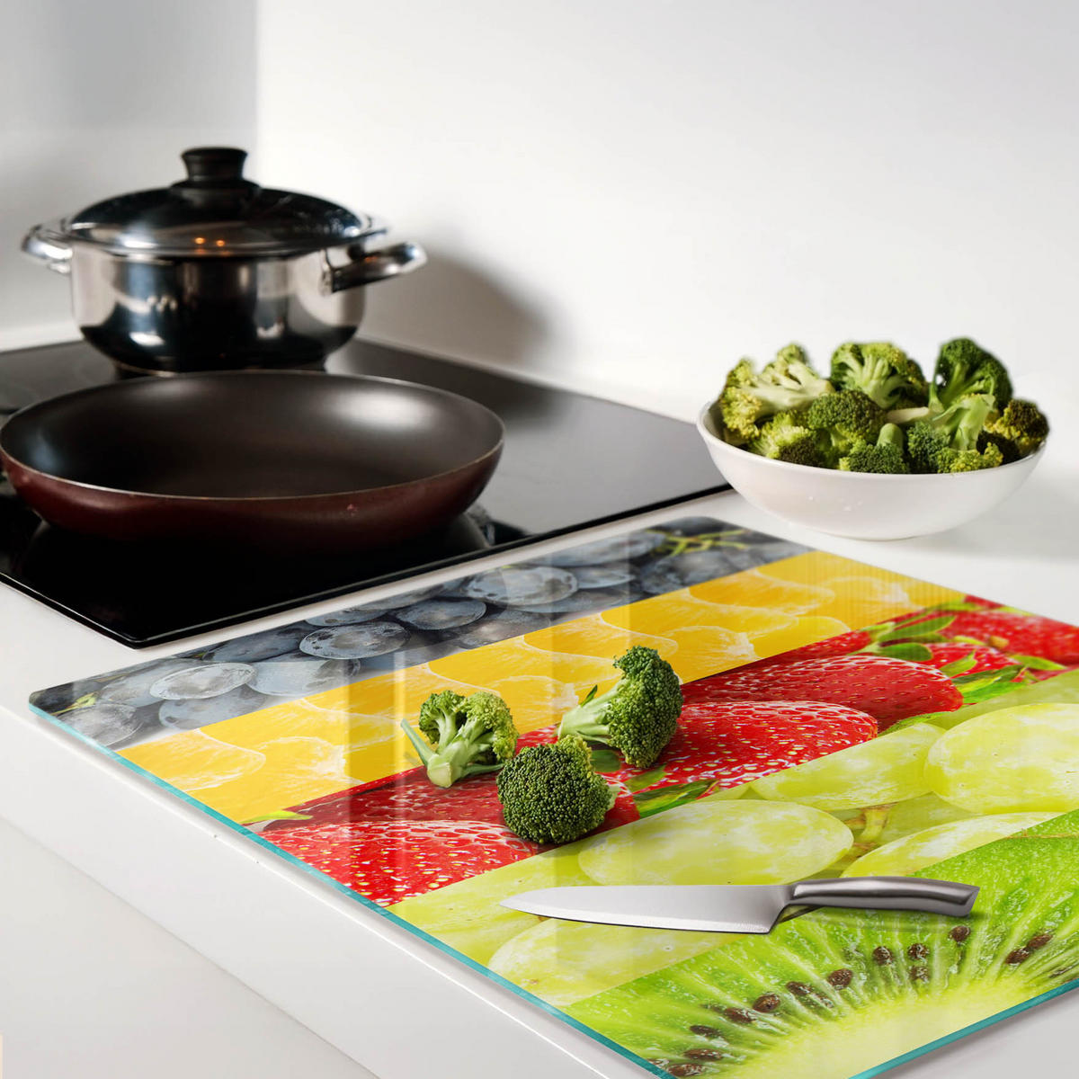 GLASPLATTE 60x52 cm Bunte Früchte - Multicolor, Glas (60/0.4/52cm) - TULUP