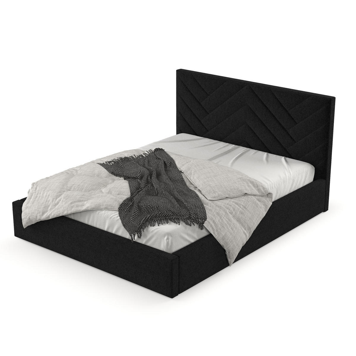 POLSTERBETT Arco 140/200 cm Schwarz im Inari Stoff - Schwarz/Naturfarben, Holz/Holzwerkstoff (140/200cm) - AltaBeds
