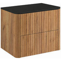 BADEZIMMERSCHRANK: Craft-Eiche, Platte Schwarz, 60,8 x 44,2 x 50 cm - Eichefarben/Schwarz, Holzwerkstoff (60.8/48.4/44.2cm) - 3XE LIVING
