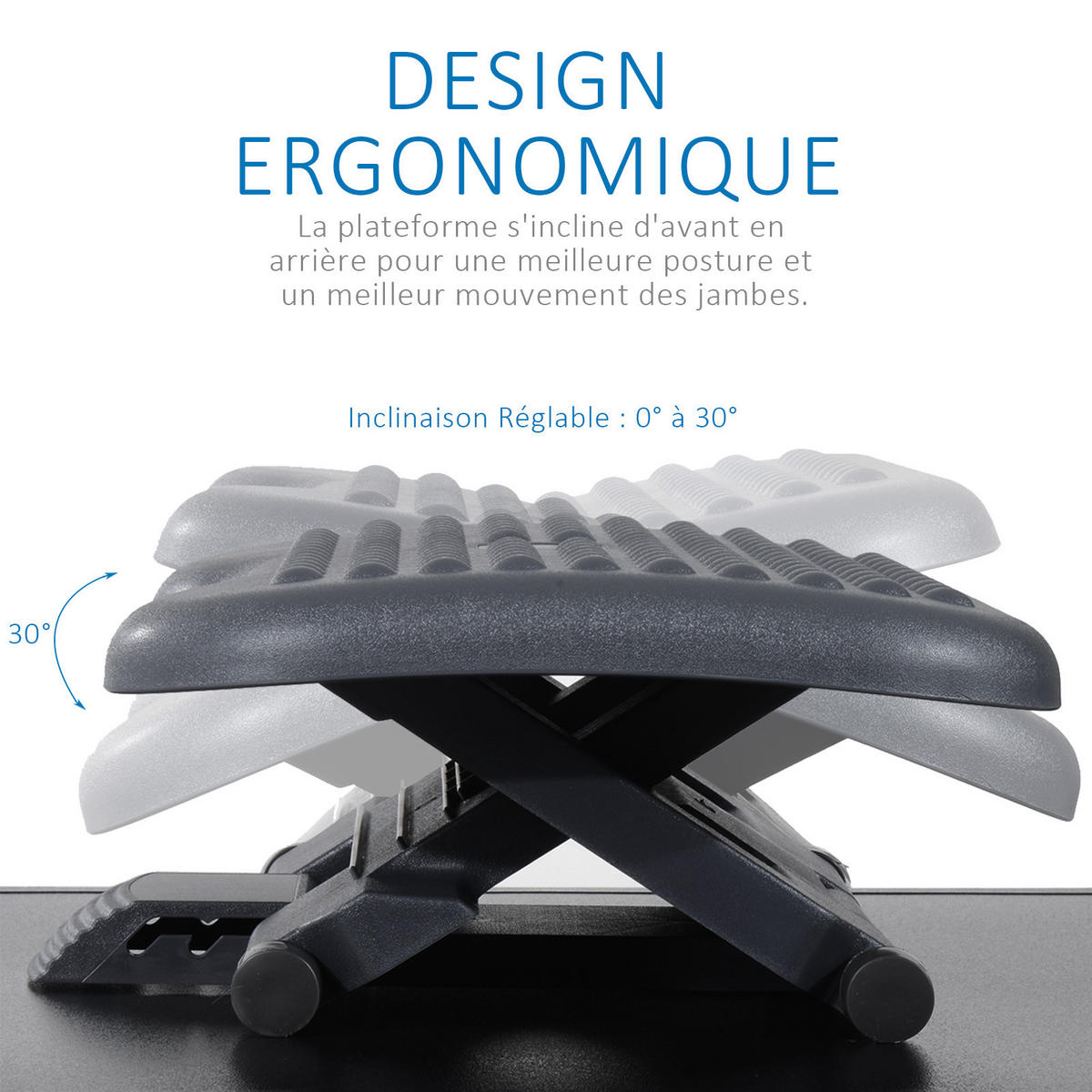 FUSSTÜTZE DE-16660 ergonomisch, 3-fach höhenverstellbar Dunkelgrau - Dunkelgrau, Kunststoff (35/17/46cm) - ComfortXL