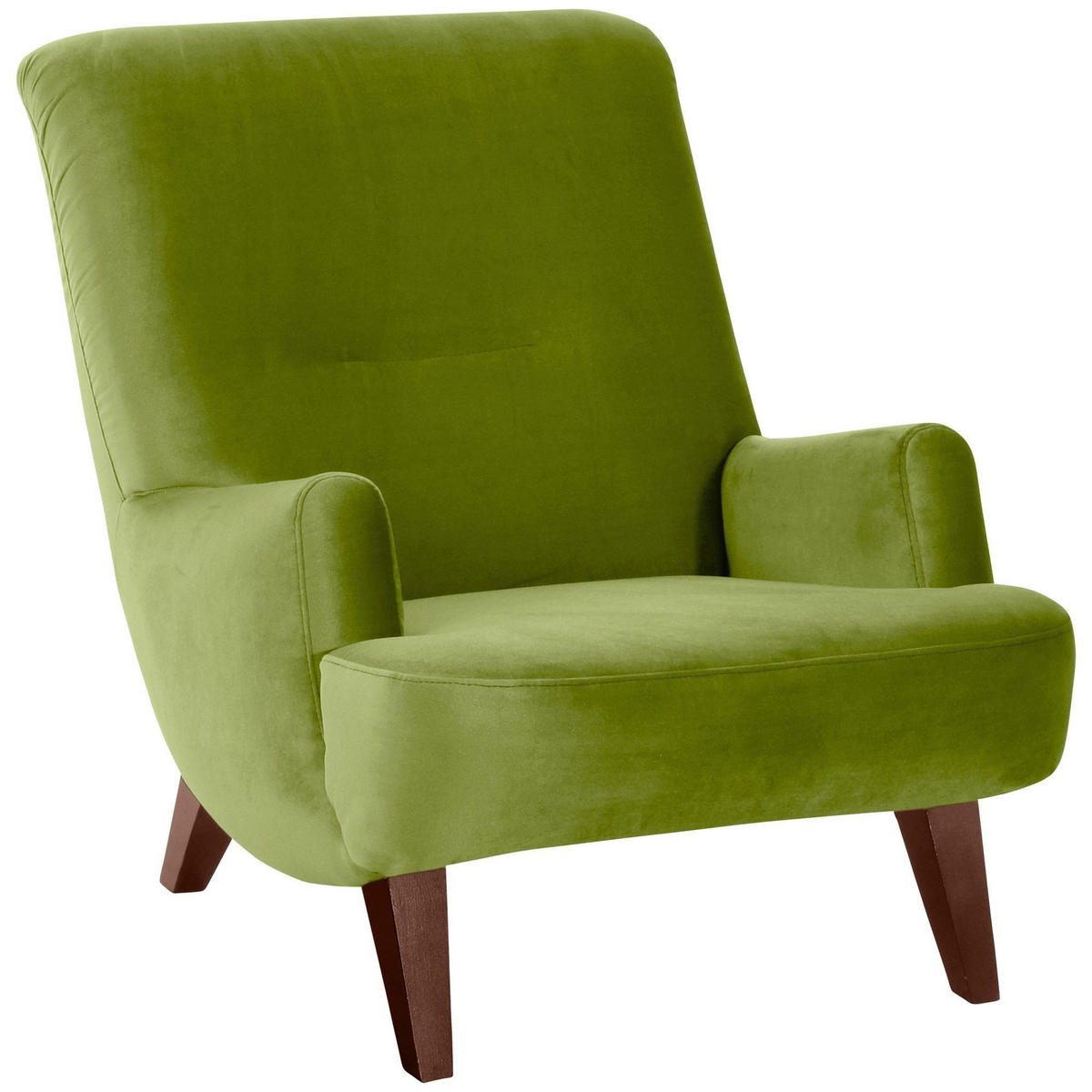 SESSEL Kajsa 71x80x101 Bezug Samtvelours Buche nussbaum/oliv - Nussbaumfarben/Olivgrün, Kunststoff (101/80/71cm) - 58aufmkessel
