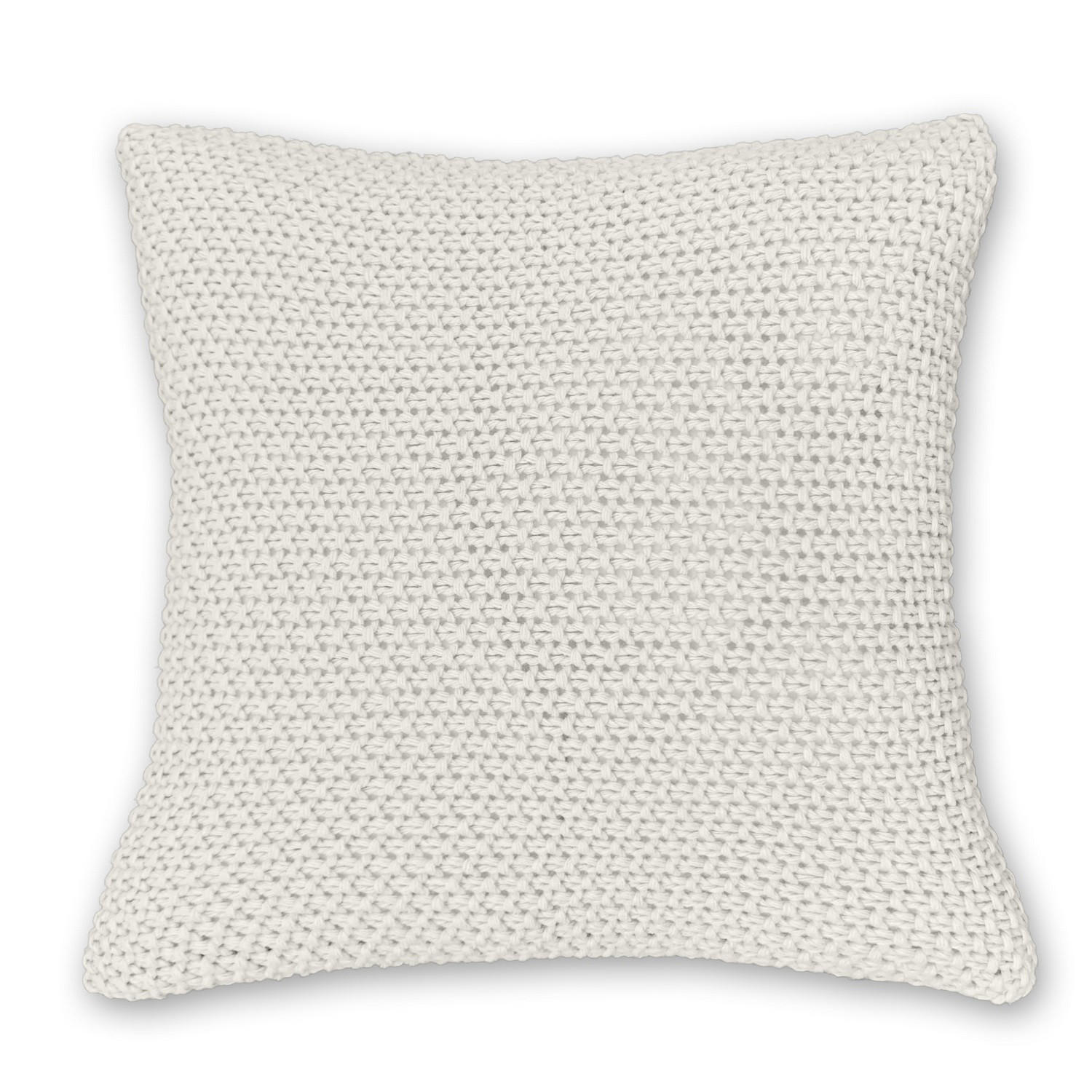 KISSENHÜLLE Strick weiß 45/45 cm mit Reißverschluss - Weiß, Textil (45/45cm) - wometo