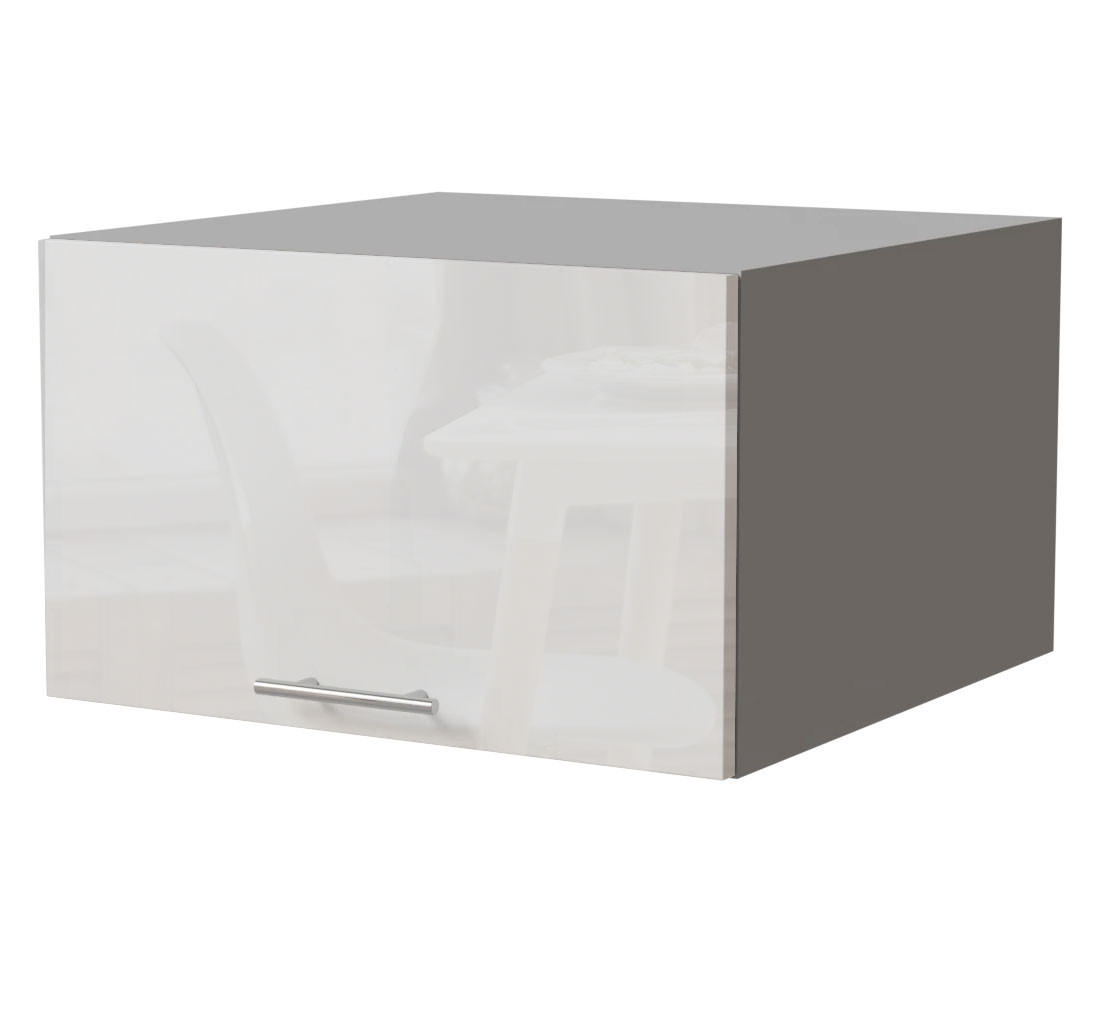 Feldmann-Wohnen Aufsatzschrank Weiß Hochglanz, Grau 60x36x59 cm