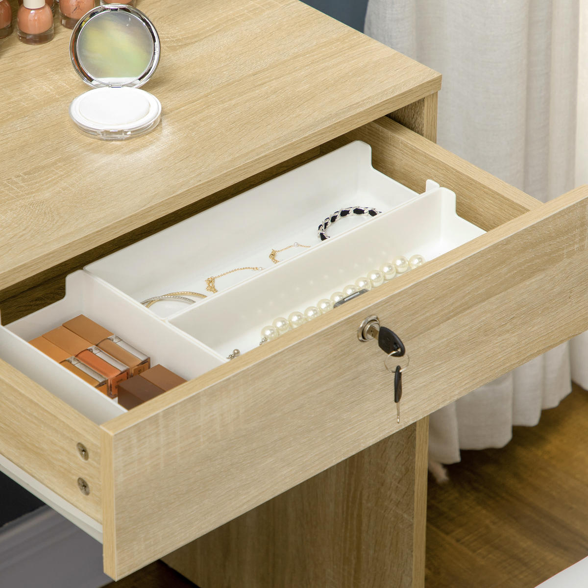 SCHMINKTISCH DE-18288 Naturholz - Naturfarben, Holzwerkstoff (38/143/80cm) - ComfortXL