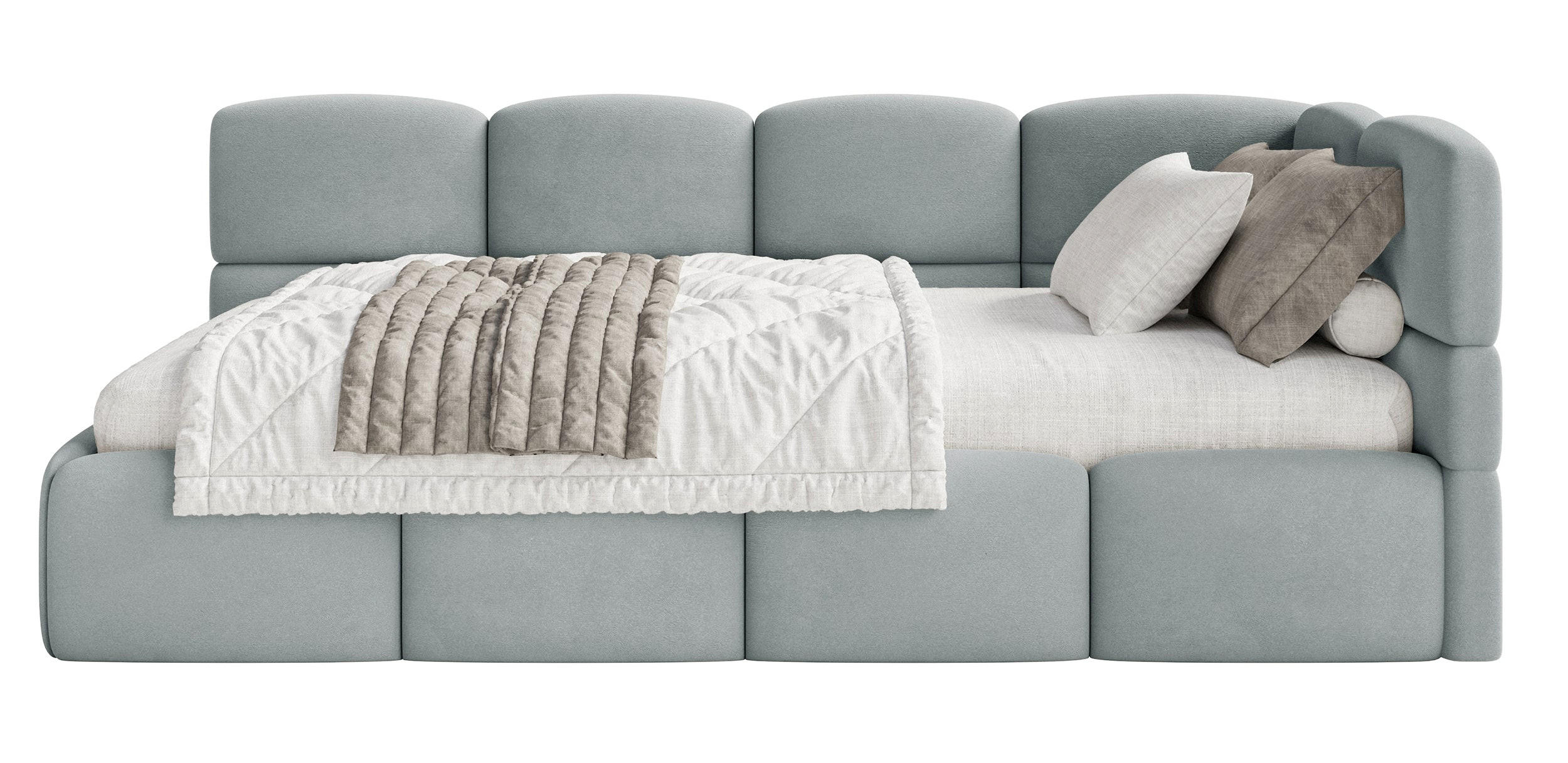ŠTUDENTSKÁ POSTEĽ Cloudy sivá 90x200 cm, záhlavie vpravo, zamat - čierna/sivá, textil/plast (90/200cm) - Selsey