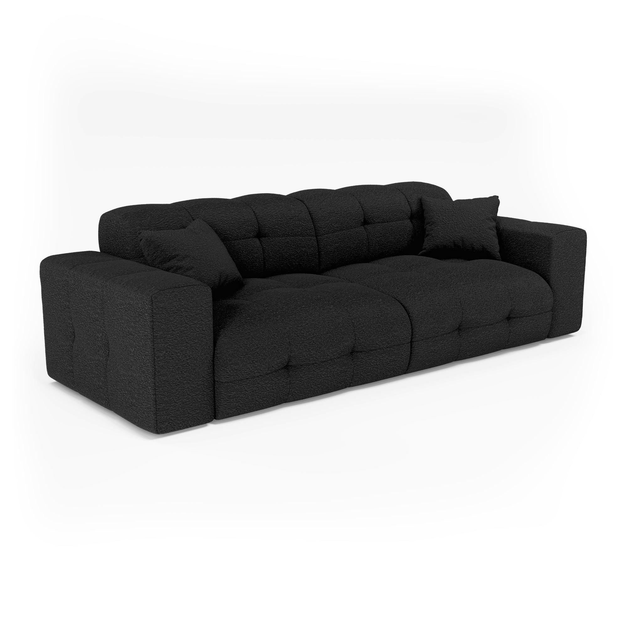 SOFA COCOON Bouclé-Stoff Dunkles Anthrazit 230cm - Dunkelgrau/Anthrazit, Textil (230/85/92cm) - Premium Interiors