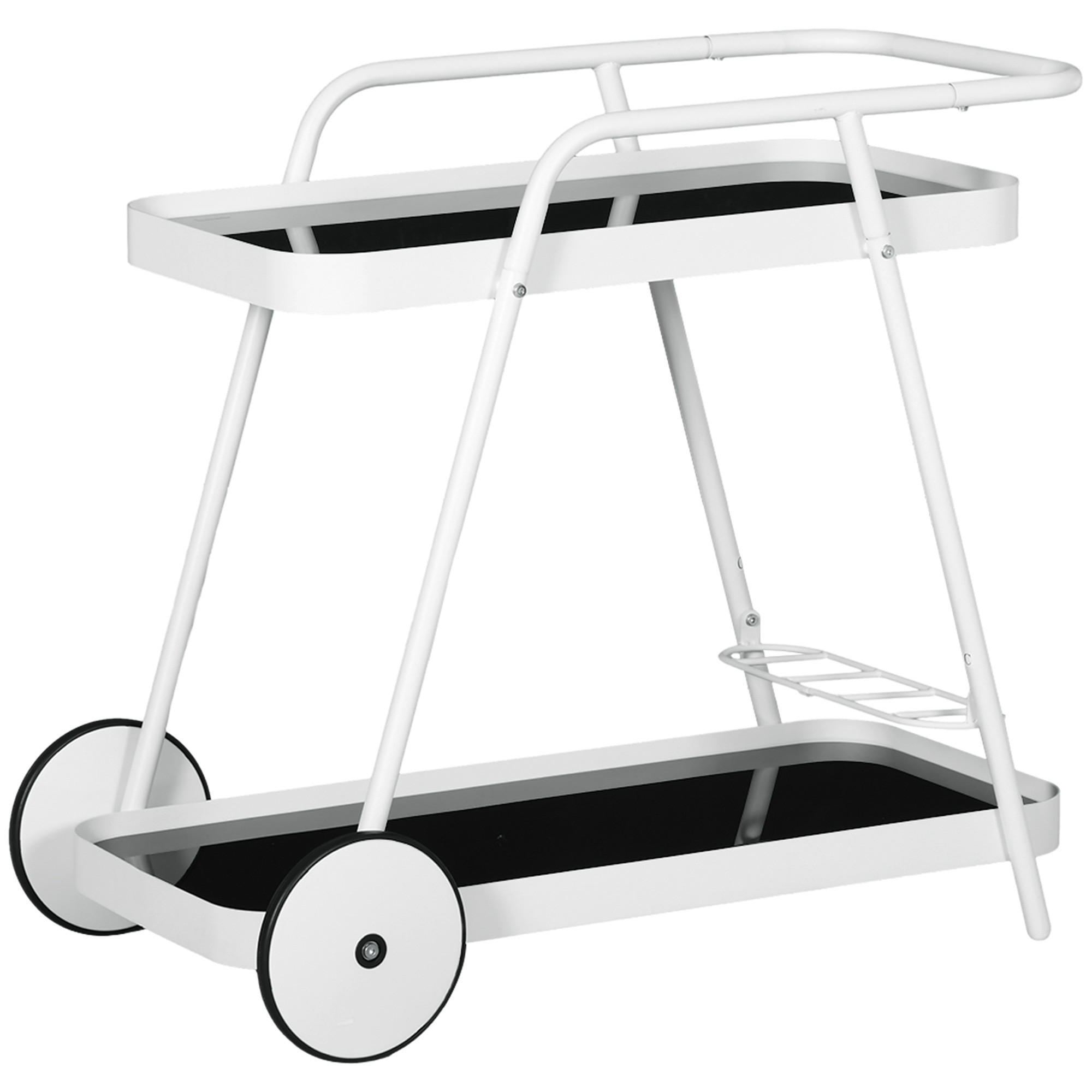 SERVIERWAGEN, Stahl und Gehärtetes Glas, Weiß+Schwarz, - Weiß, Metall (51/78/86.5cm) - Outsunny