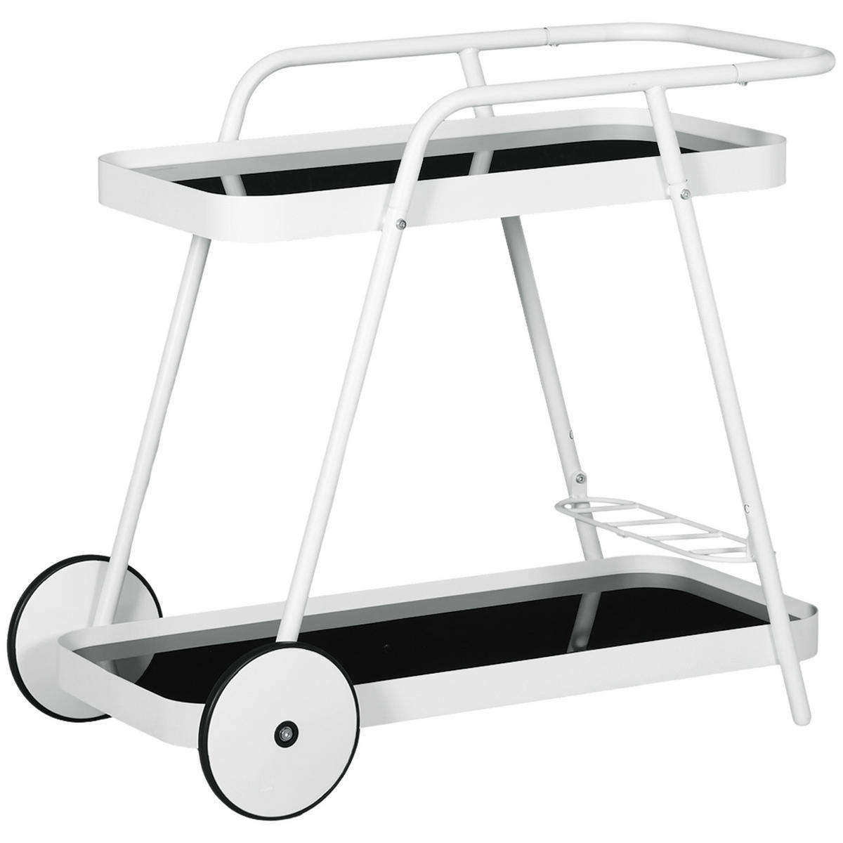 SERVIERWAGEN, Stahl und Gehärtetes Glas, Weiß+Schwarz, - Weiß, Metall (51/78/86.5cm) - Outsunny