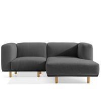 ECKSOFA-RECHTS FOSERO, Bouclé - Dunkelgrau/Buchefarben, Holz/Holzwerkstoff (204/155cm) - KONSIMO®